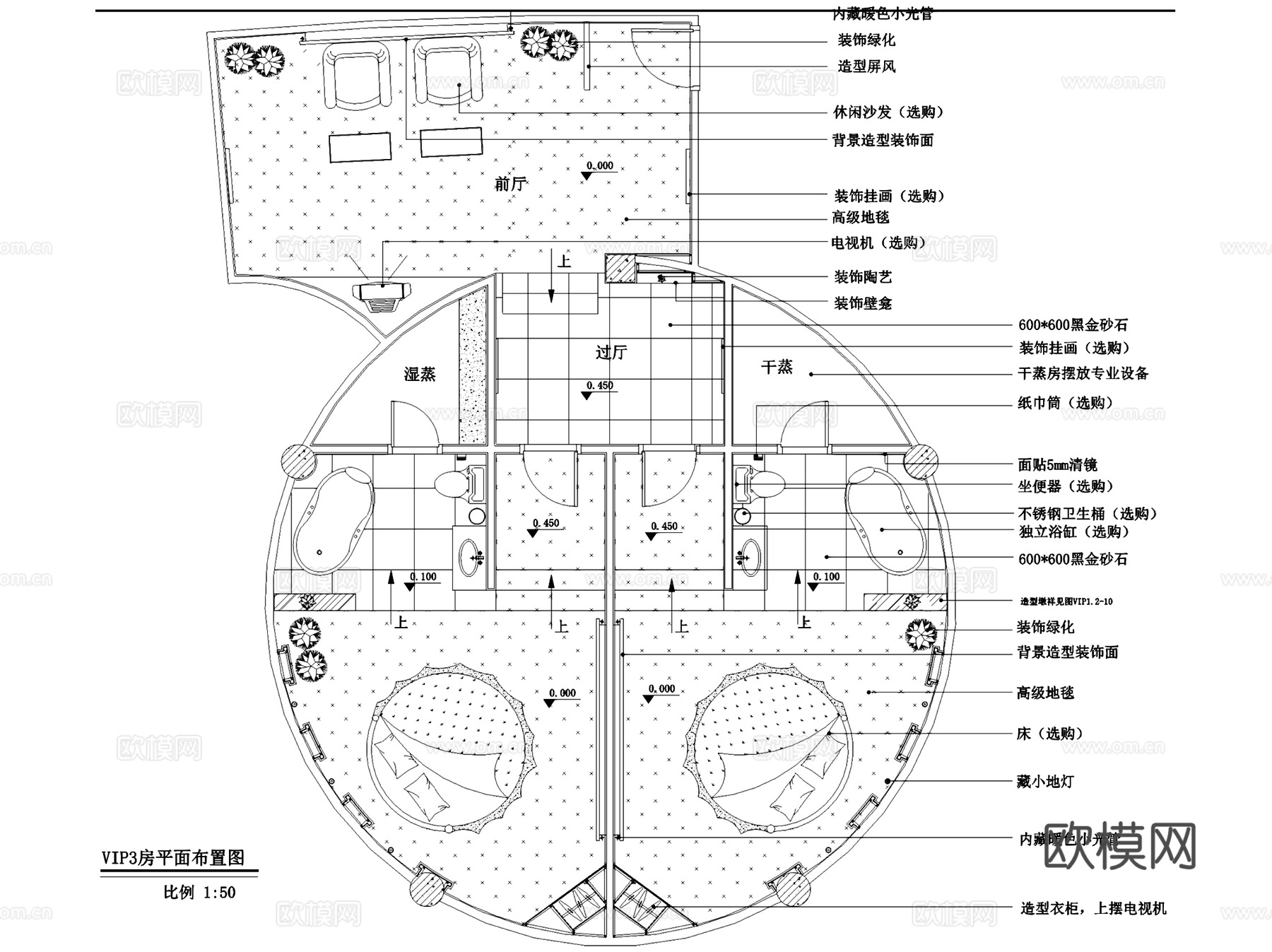 假日酒店高登威桑拿房室内工装CAD施工图cad施工图