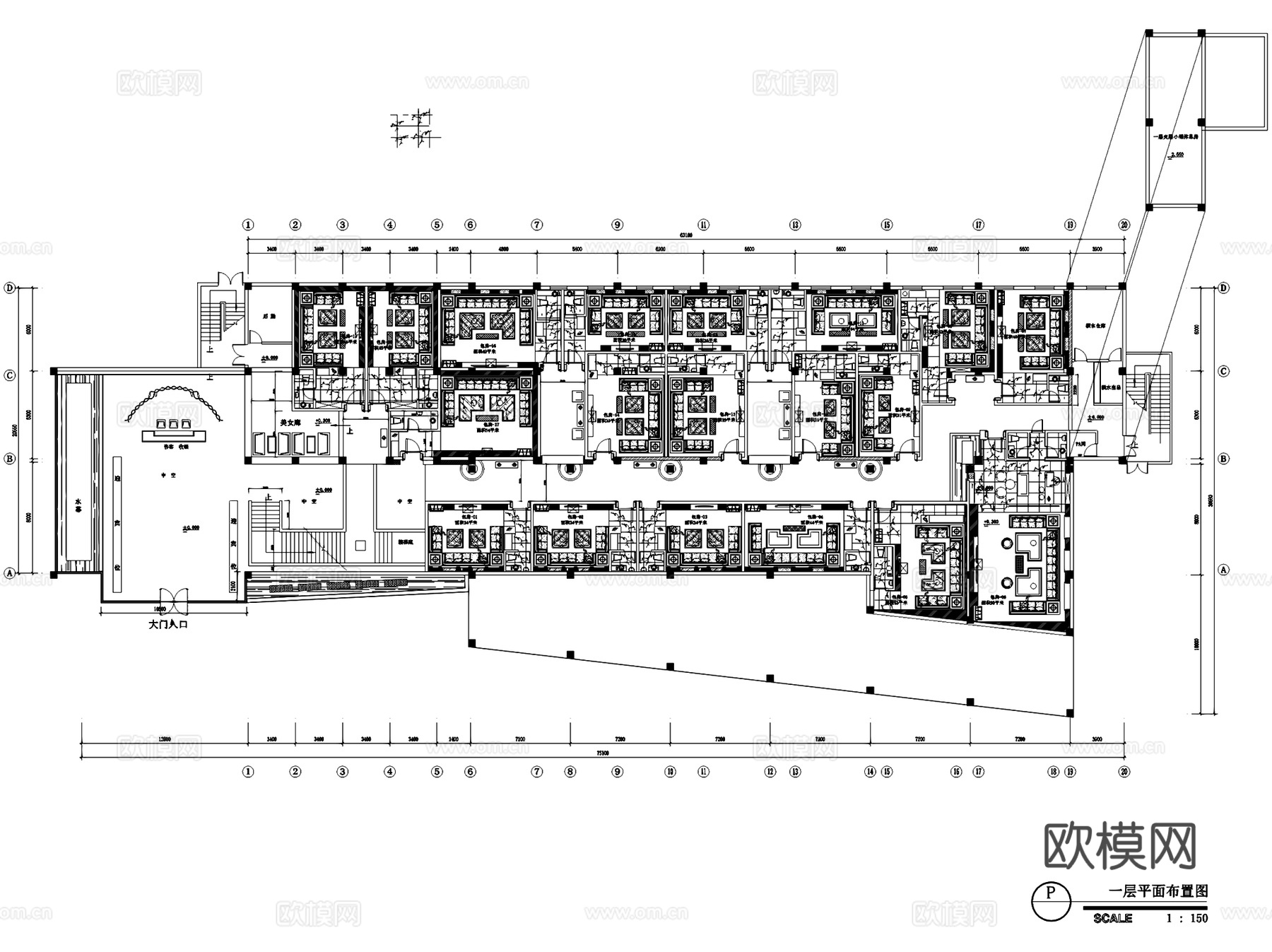 淮南皇家壹号俱乐部娱乐会所室内工装CAD施工图cad施工图
