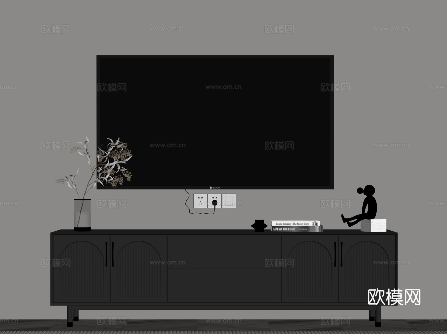 现代意式电视柜su模型