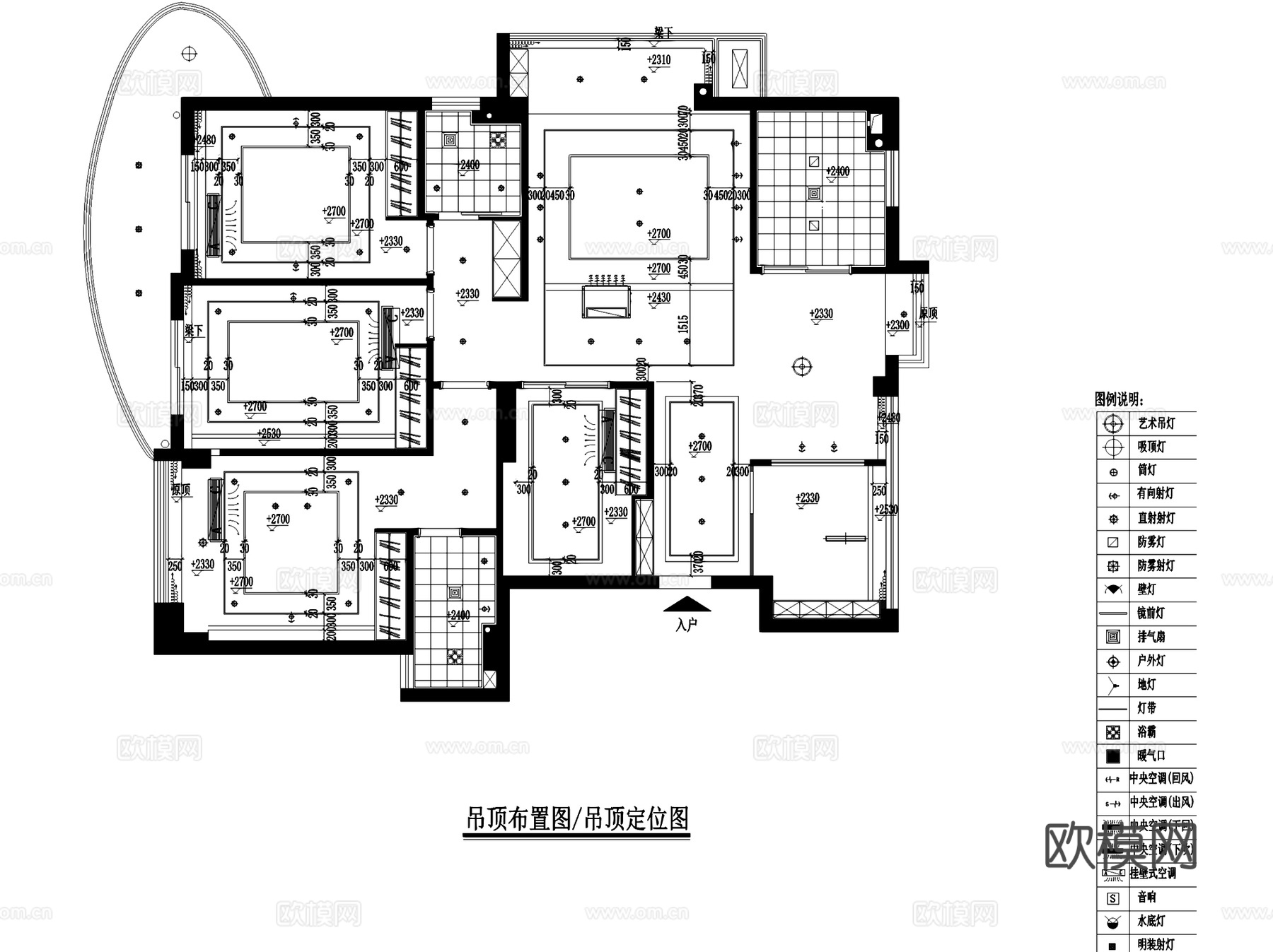 侨城华府6#1711大平层室内家装CAD施工图cad施工图