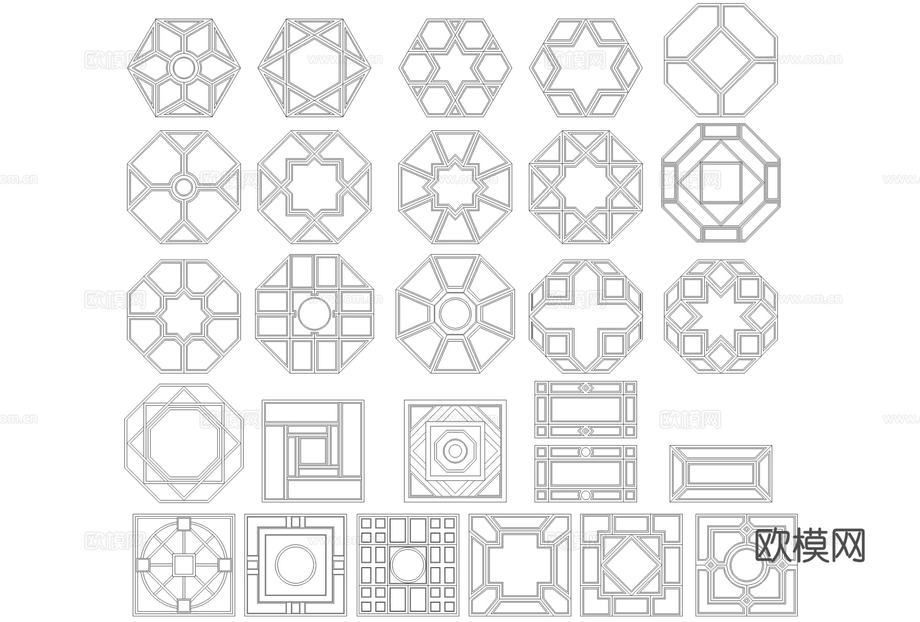 中式 地面拼花 CAD施工图cad施工图下载