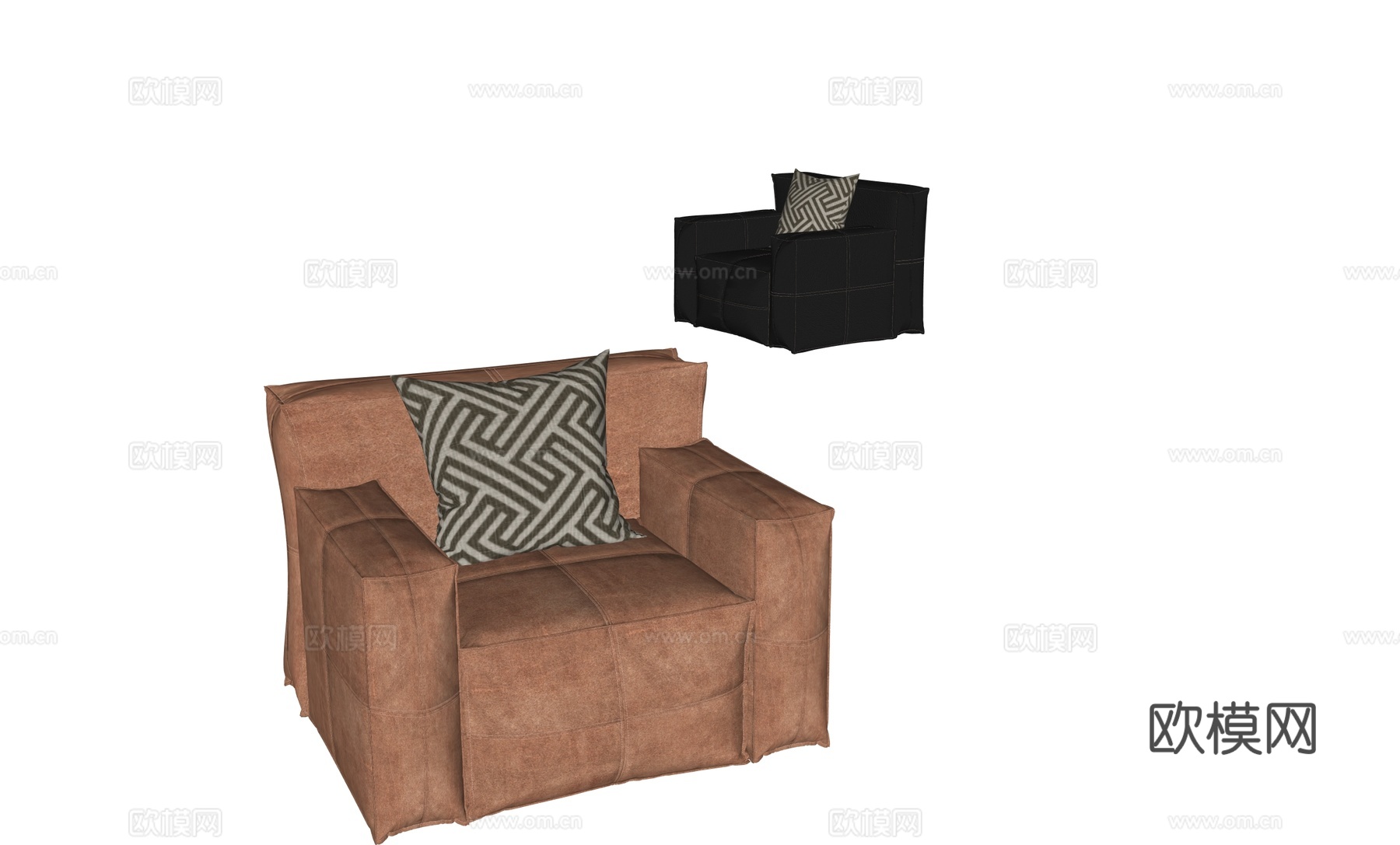 复古休闲沙发椅su模型