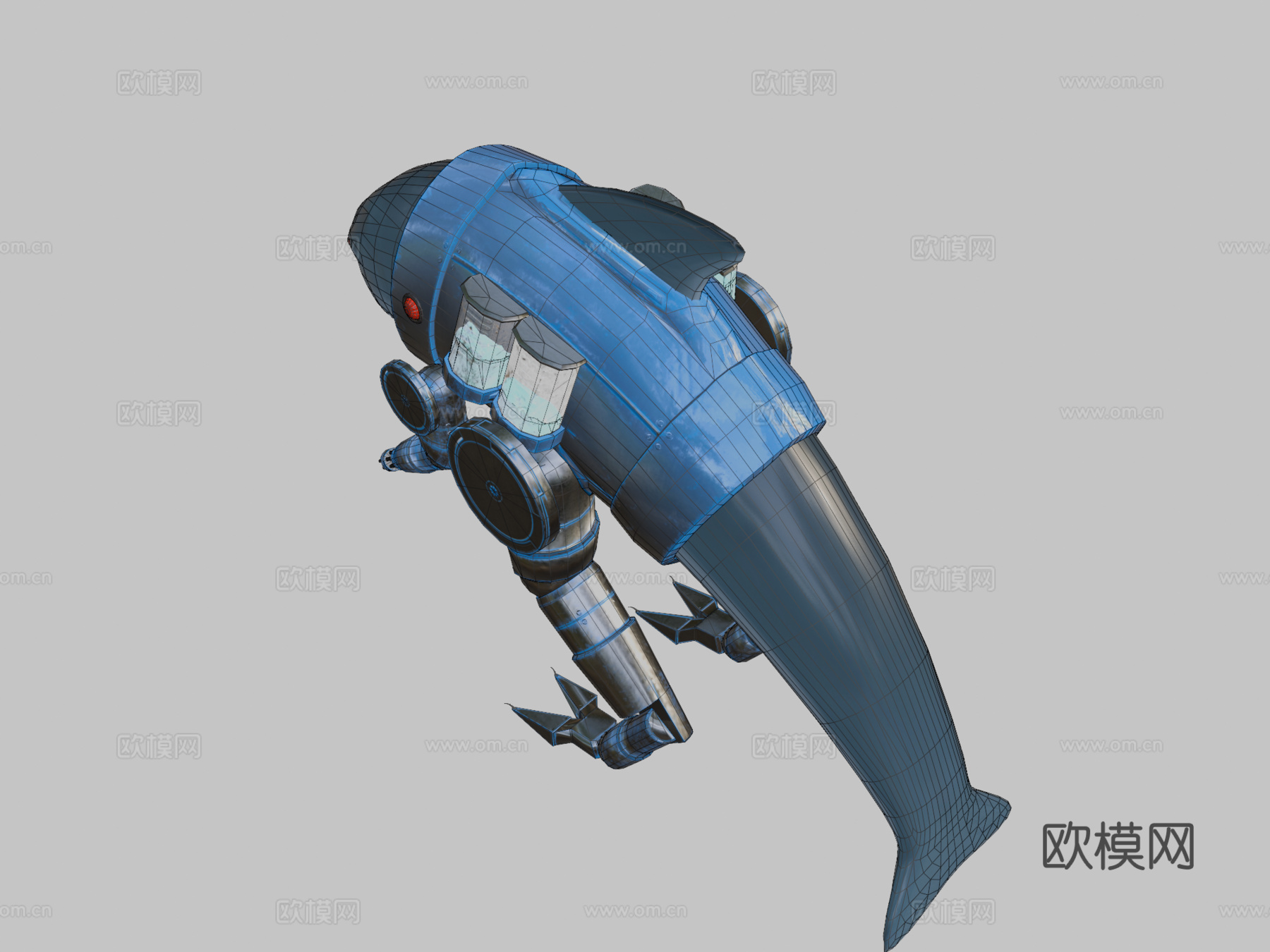 机械海豚3d模型下载（渲染图2）