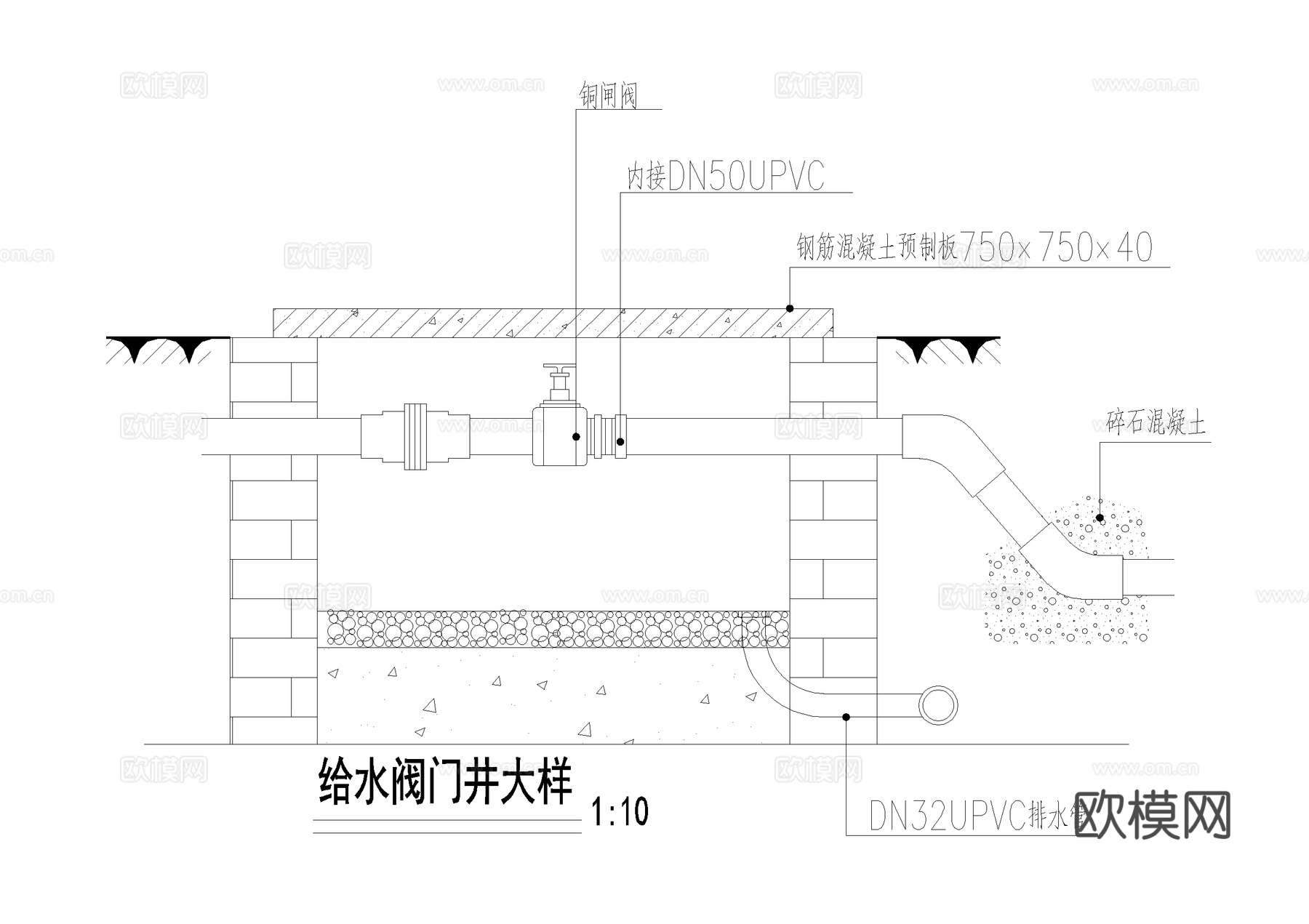 泵坑放空管取水器布水口布水槽地漏溢水口补水口控制阀门井喷灌cad施工图