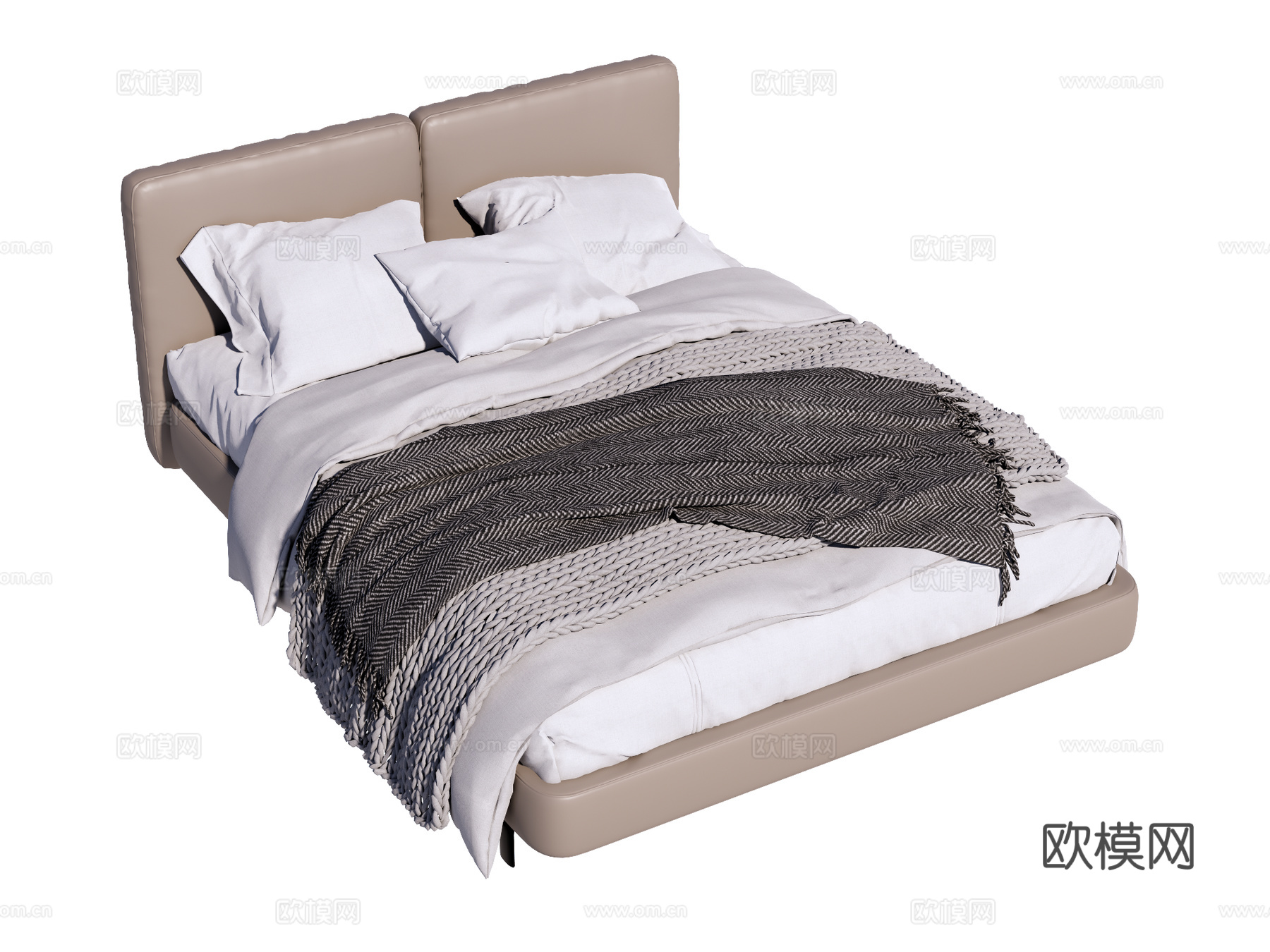 床 双人床 现代床su模型下载（渲染图1）