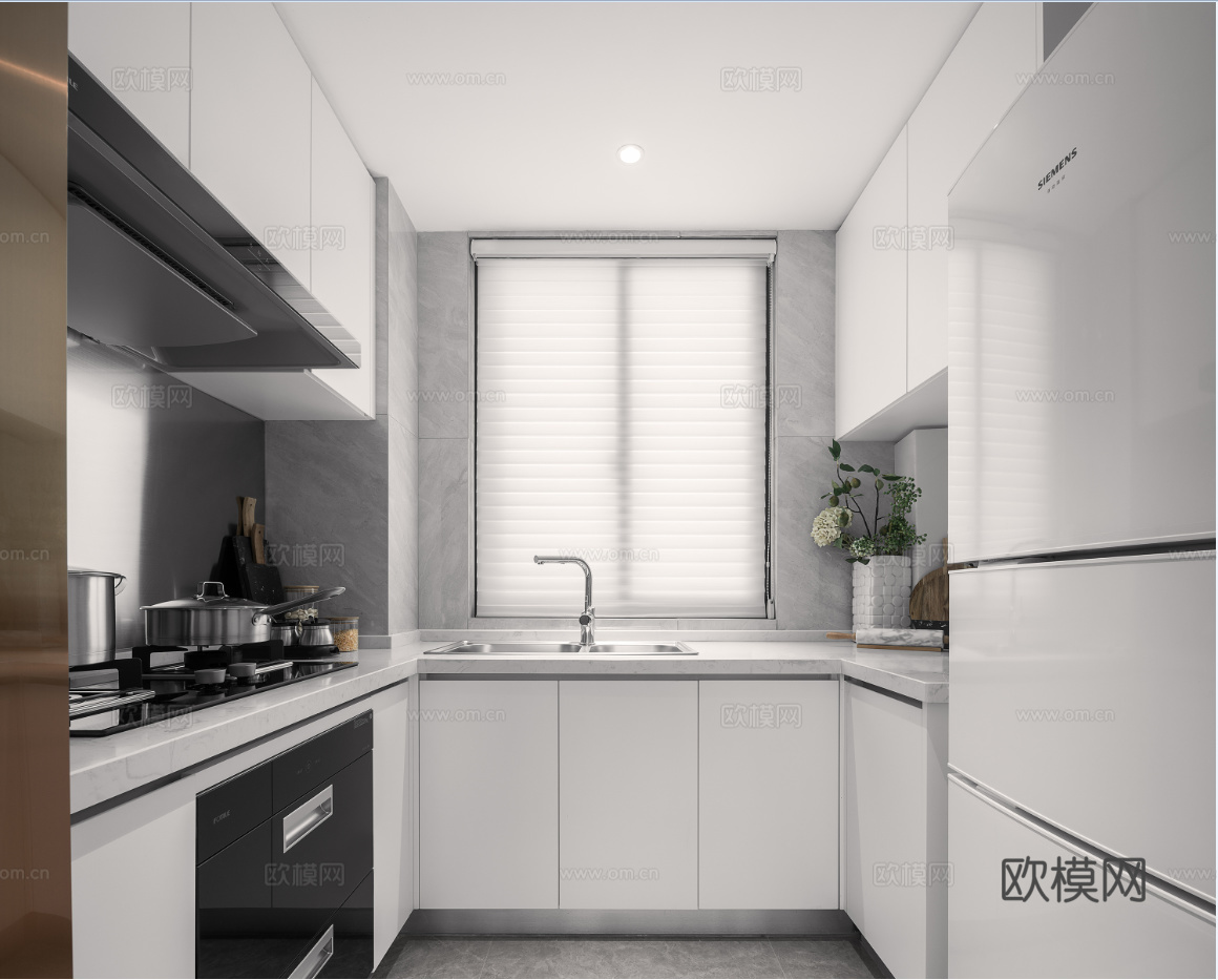 厨房平面立面图 现代厨房布局  烤漆板厨柜吊柜  厨房节点cad施工图