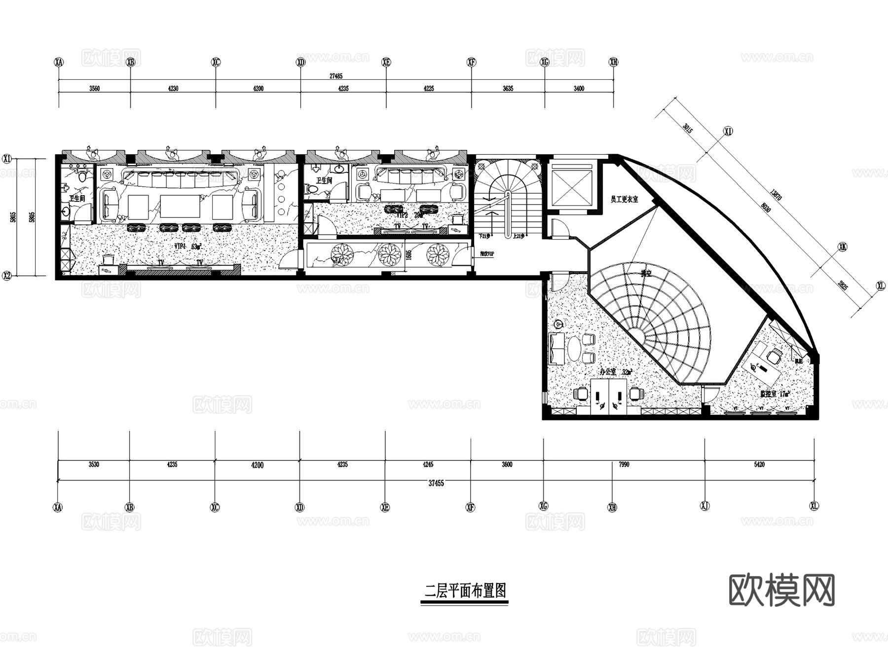 长乐空港之夜音乐会所KTV室内工装CAD施工图cad施工图