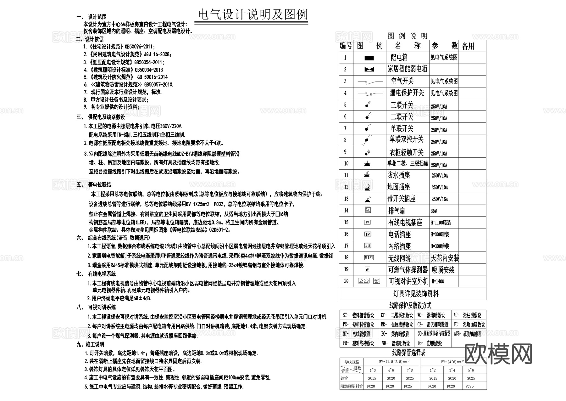 平层家装电气图弱电图系统图照明插座布置图空调配电平面图cad施工图下载（渲染图7）