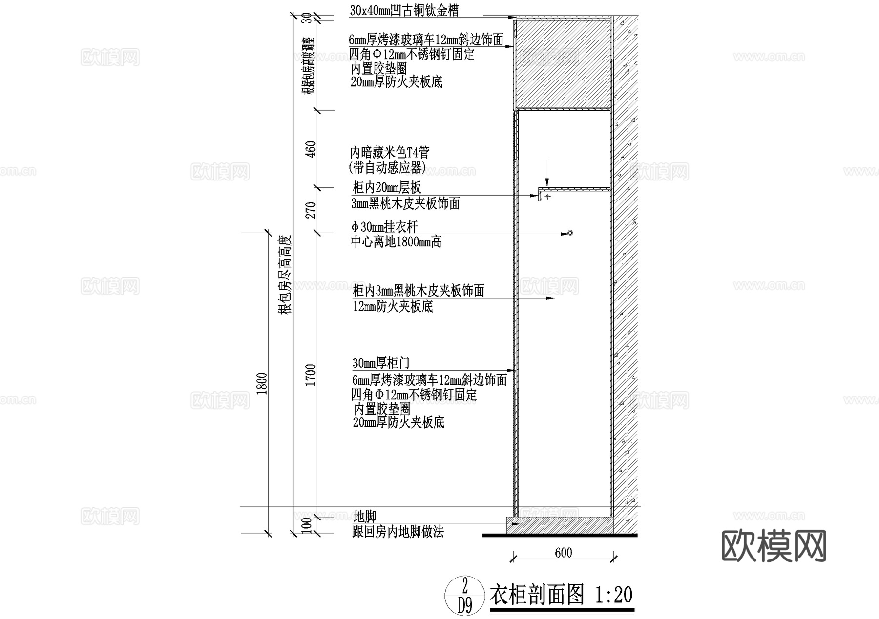 衣柜 柜体节点 柜子立面图 CAD施工图cad施工图下载（渲染图3）
