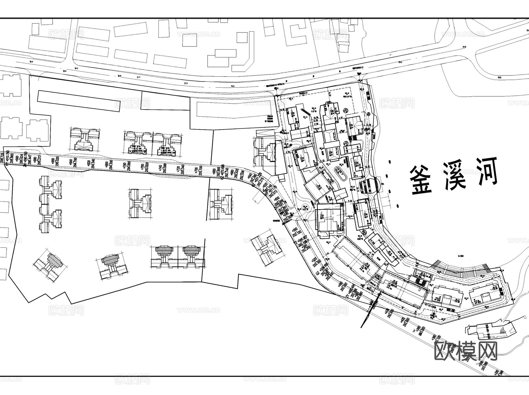 自贡帝泊湾新中式商业街建筑规划CAD施工图整套+文本cad施工图