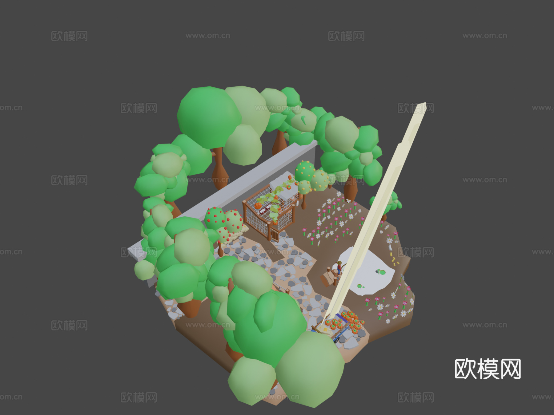 低多边形农场3d模型