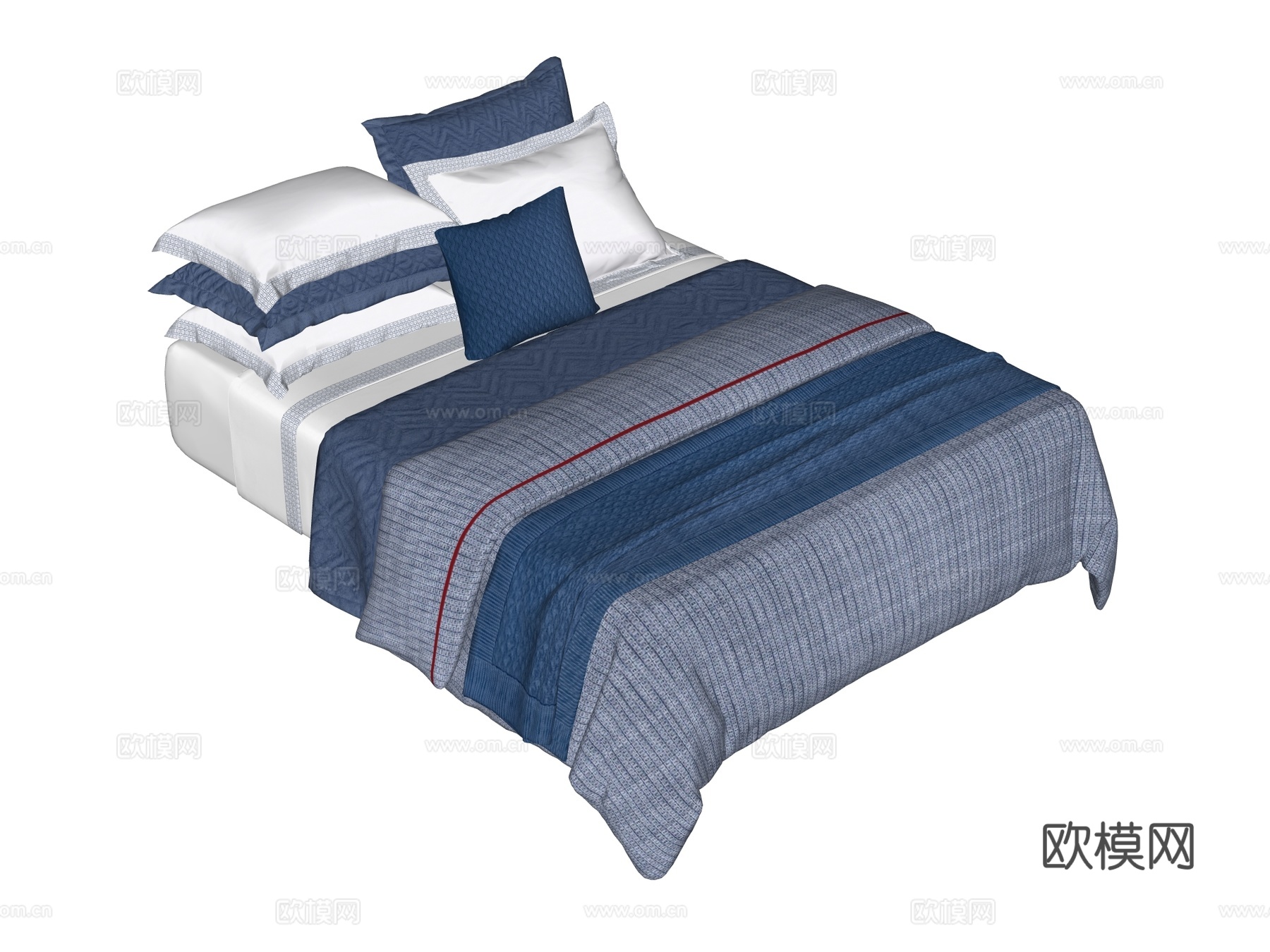 床 双人床 床上四件套su模型