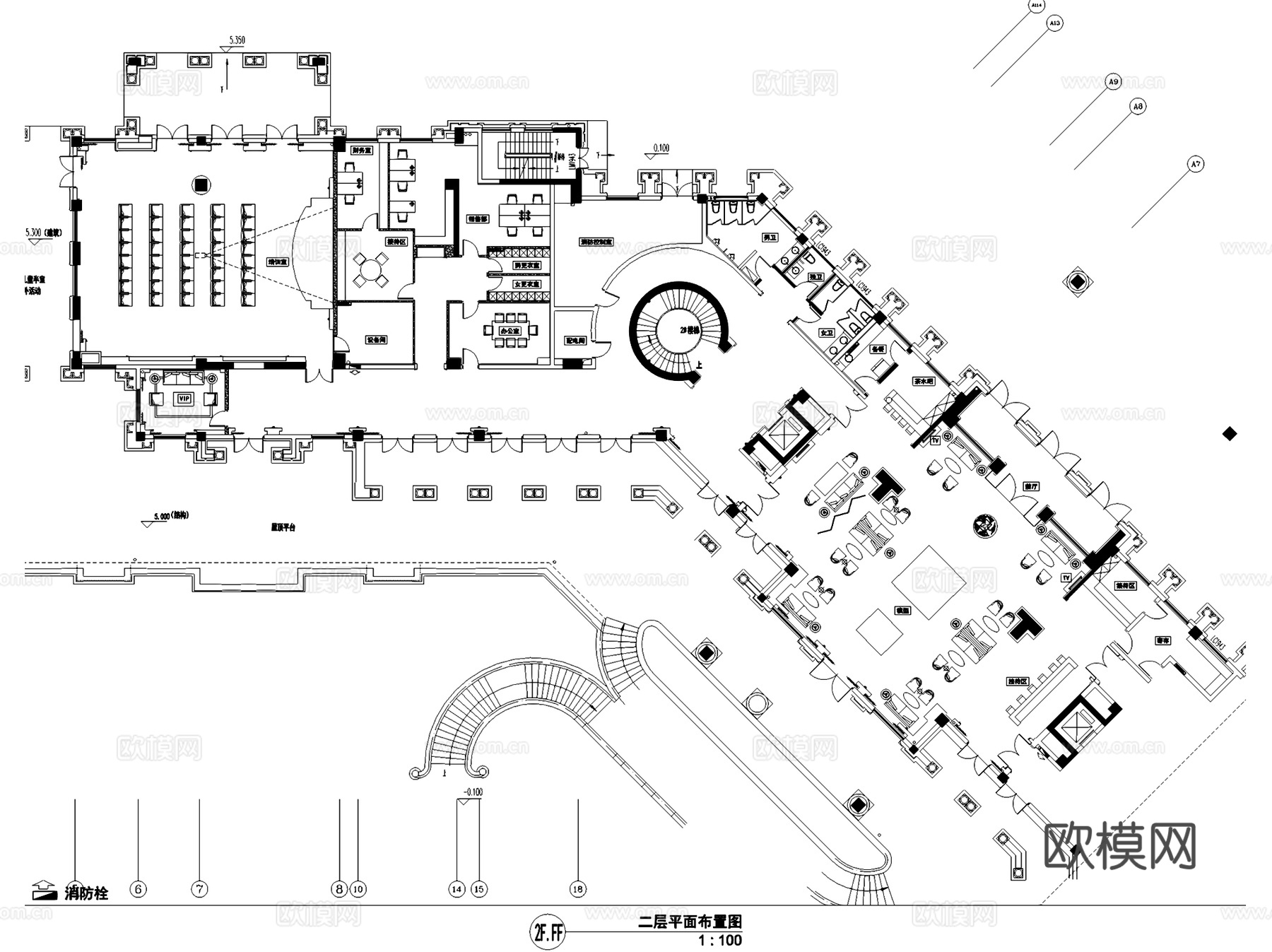 绿城乌鲁木齐丁香花园会所室内工装CAD施工图cad施工图