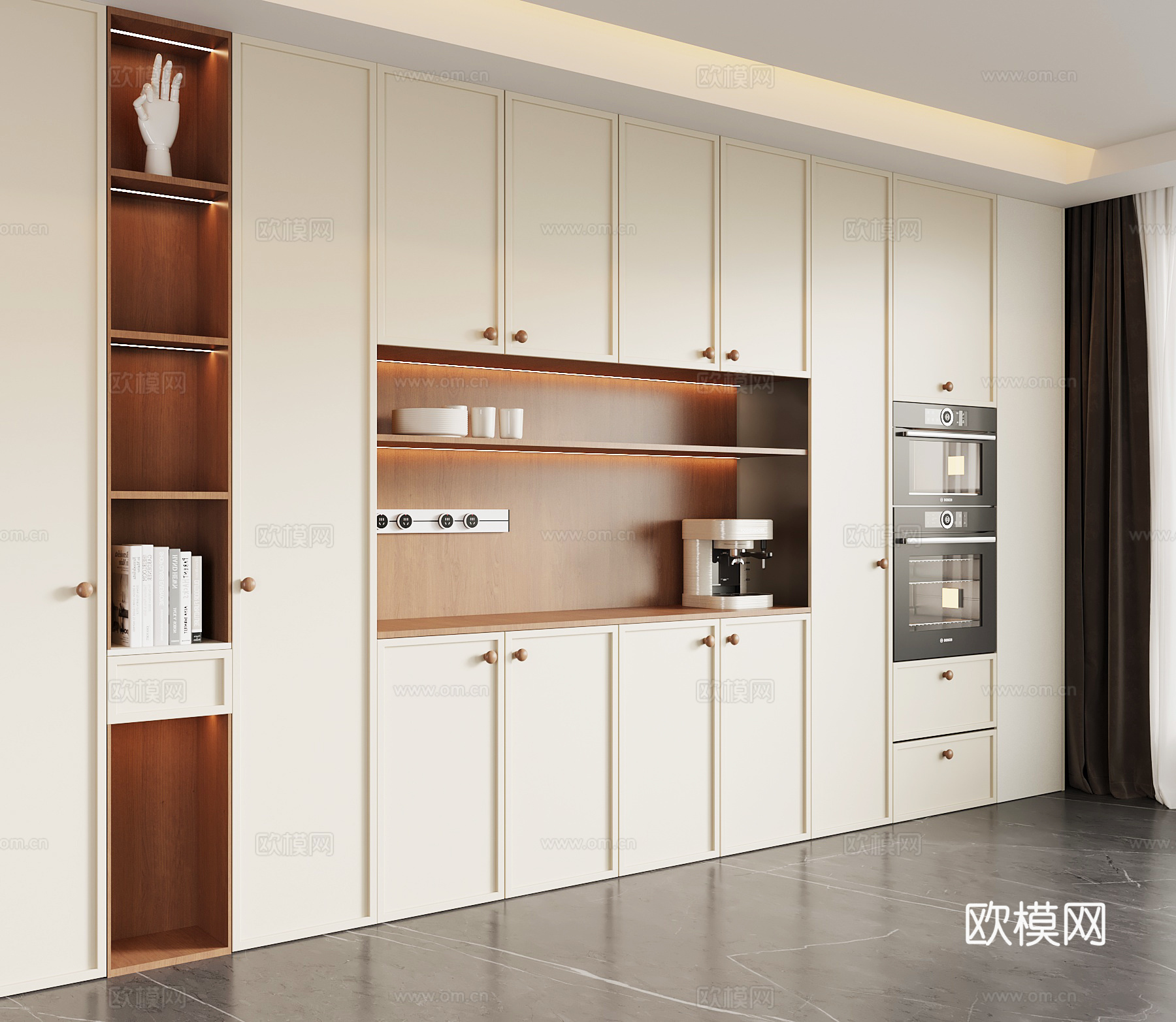 中古餐边柜su模型下载（渲染图1）