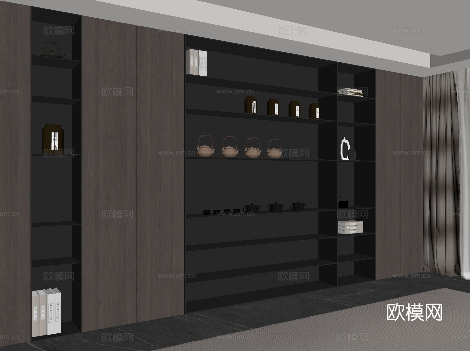 现代意式茶柜su模型下载（渲染图2）