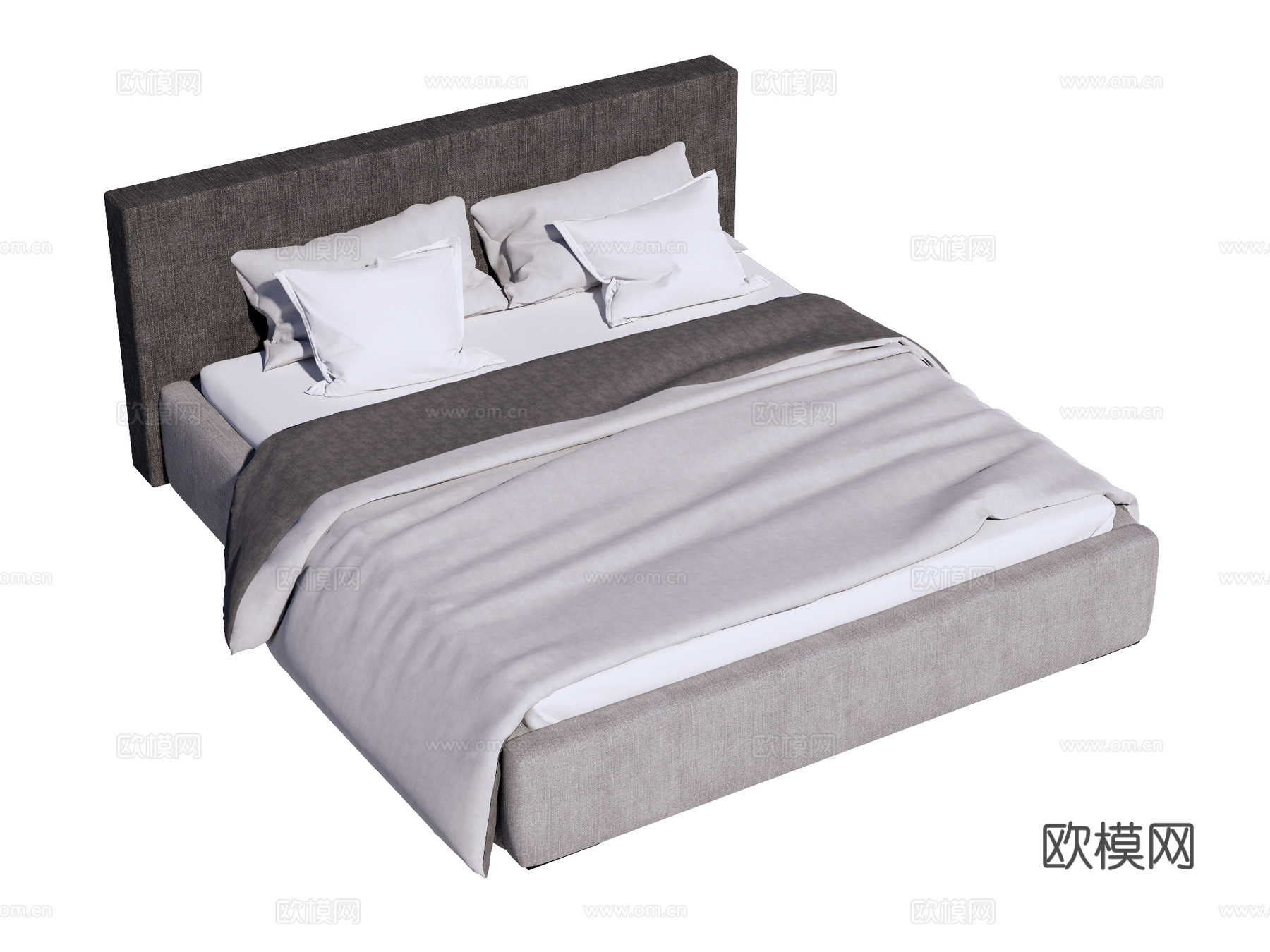 床 双人床 现代床su模型下载（渲染图1）