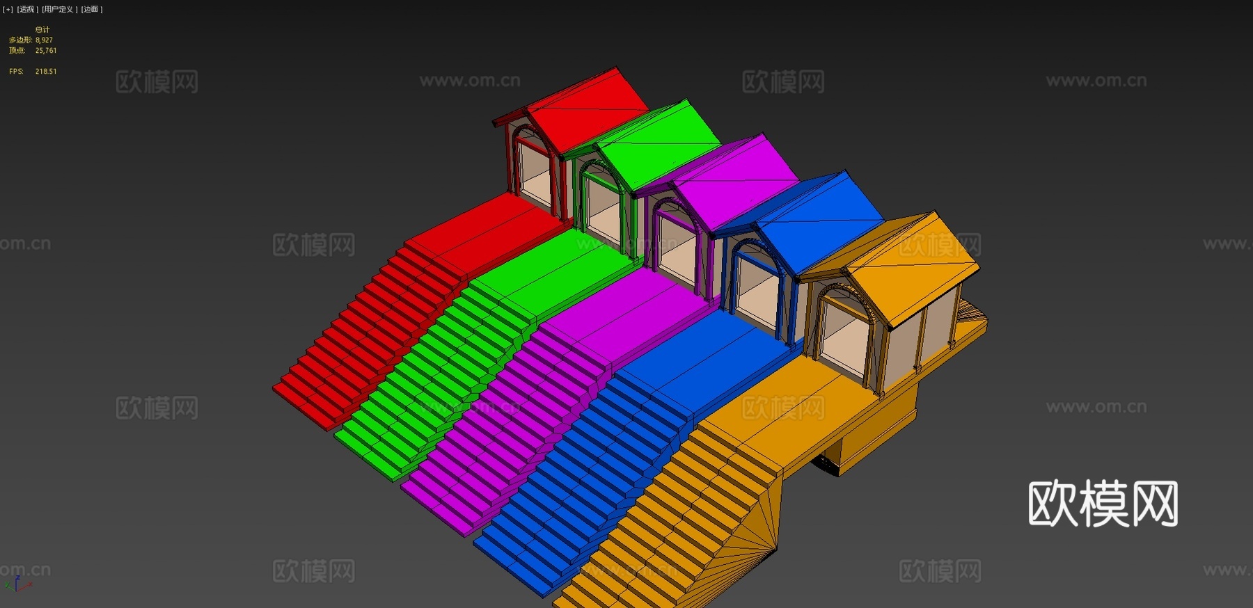 专业鸭子家庭与楼梯3d模型下载（渲染图4）