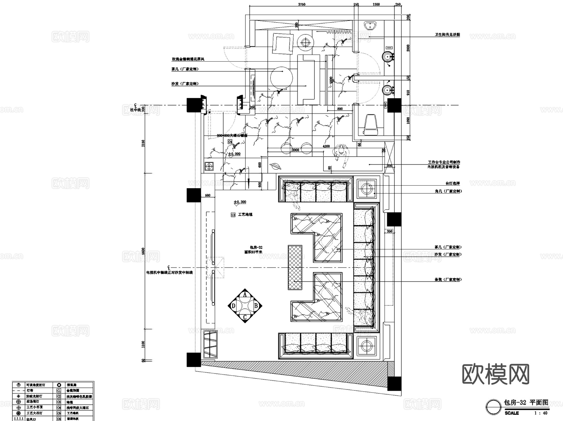 淮南皇家壹号俱乐部娱乐会所室内工装CAD施工图cad施工图