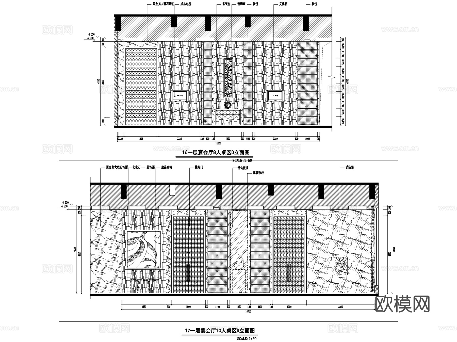榕泰公馆会所室内工装CAD施工图cad施工图