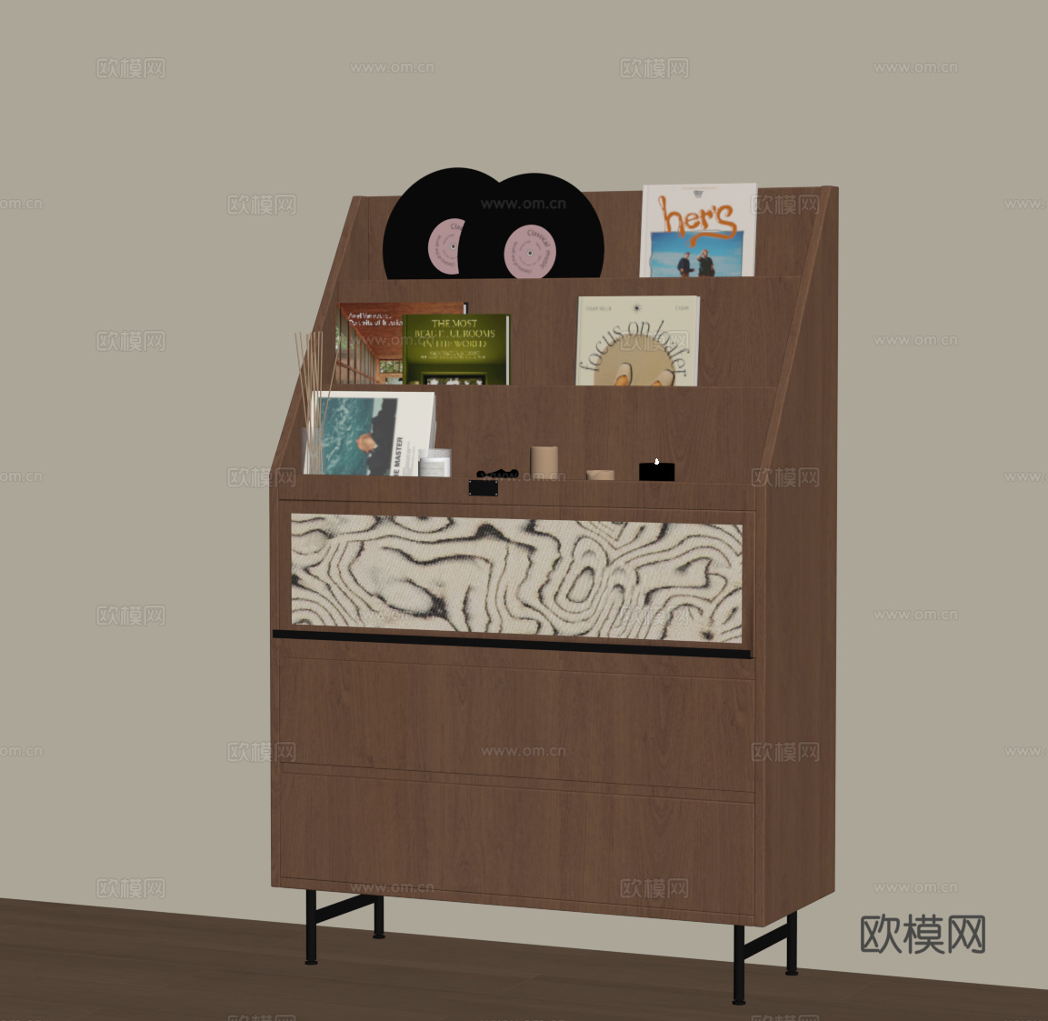 现代中古书架 置物架su模型