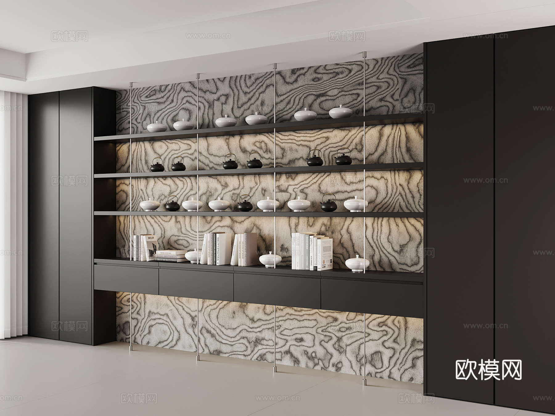 现代意式茶柜su模型下载（渲染图1）