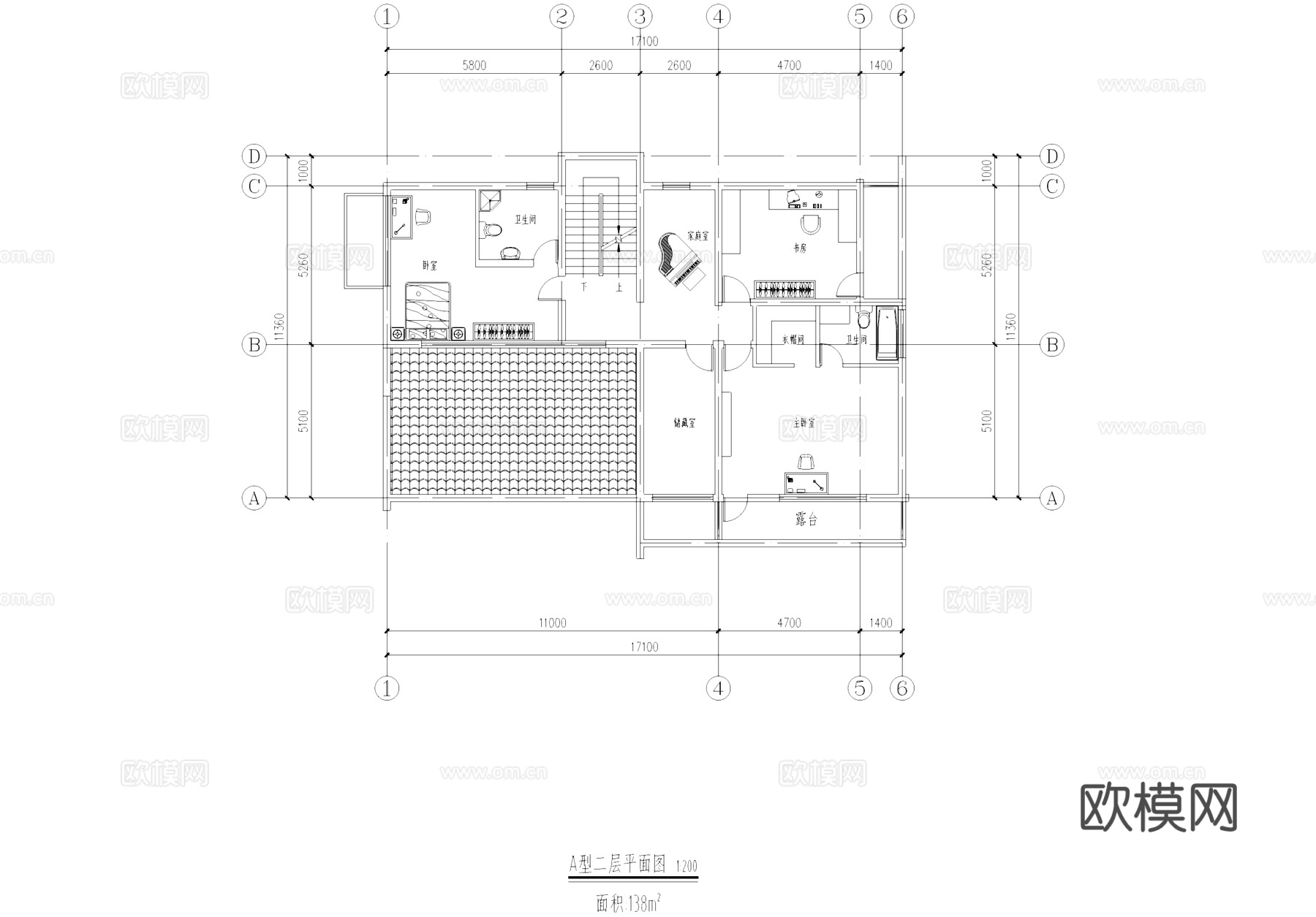 二层别墅建筑CAD施工图cad施工图