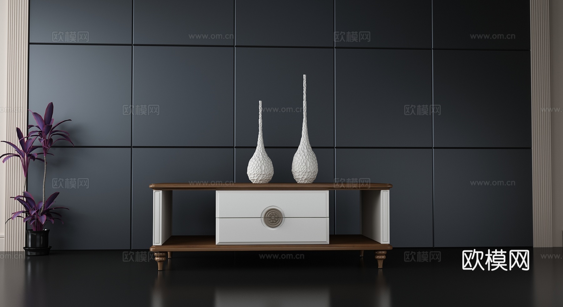 北欧茶几电视柜3d模型下载（渲染图2）