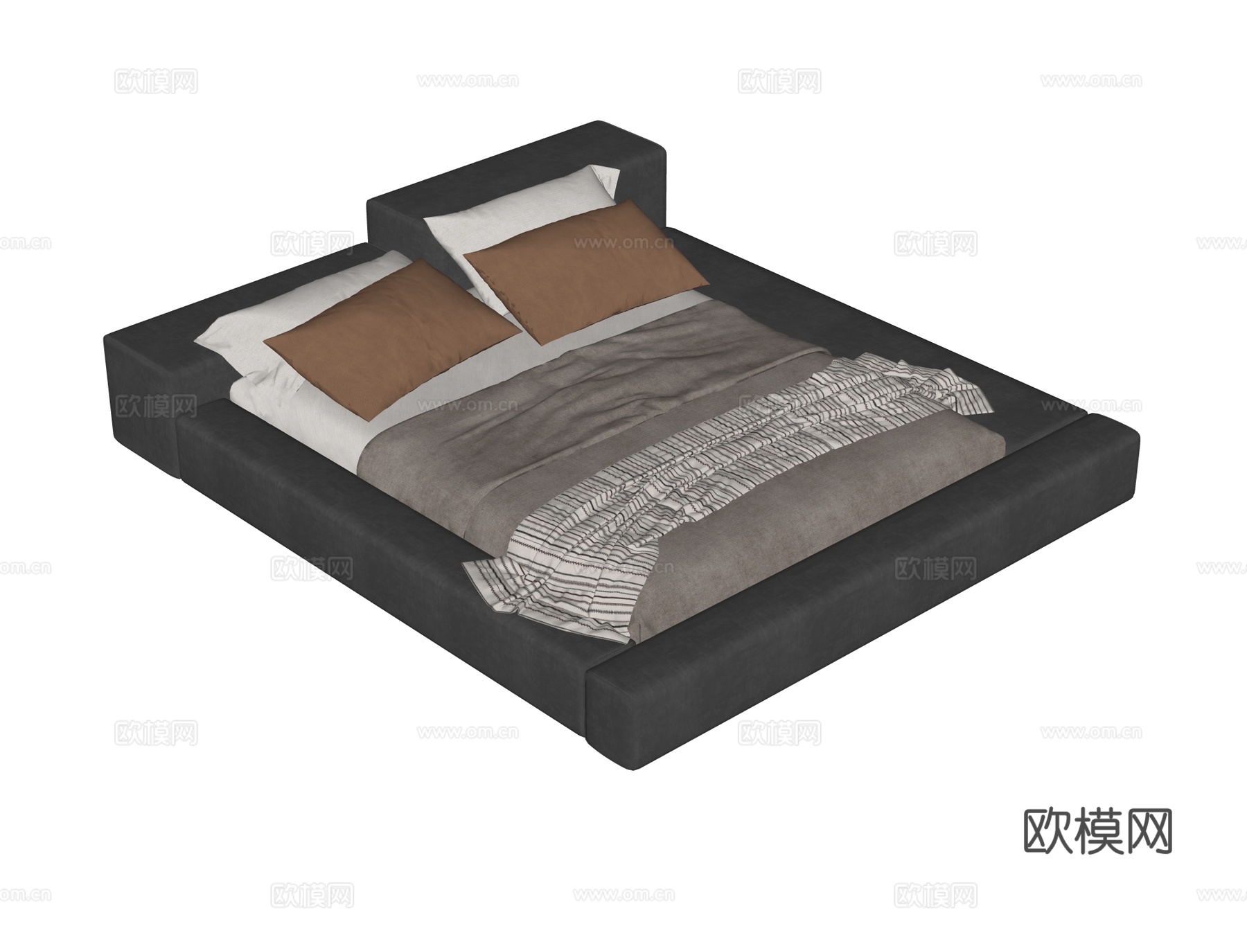 床 双人床 现代床 地台床su模型