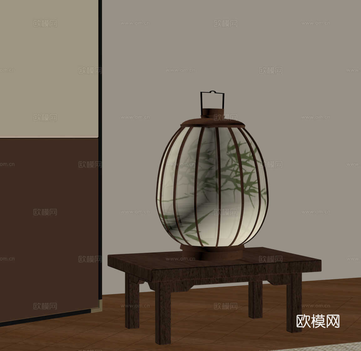 新中式台灯 灯笼su模型