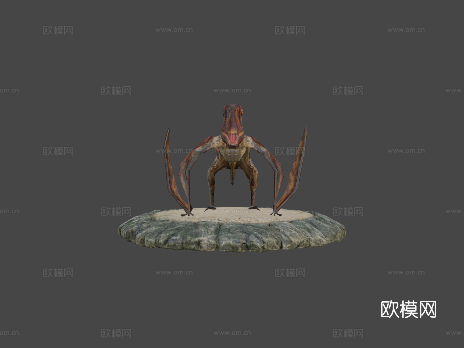 双型齿翼龙3d模型