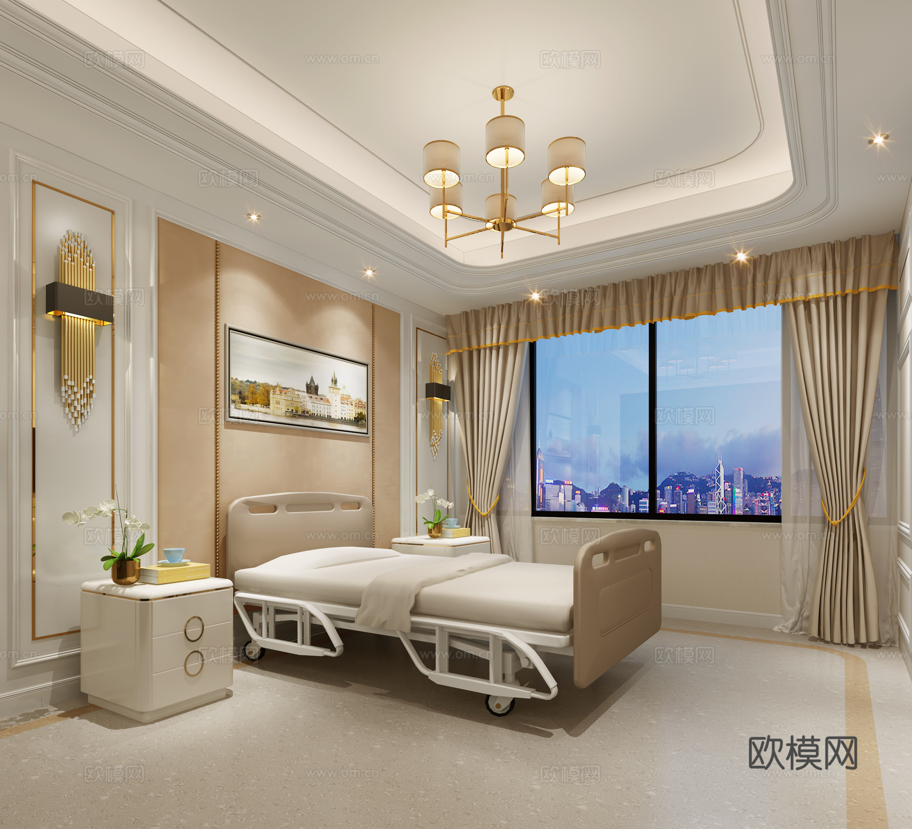 医疗美容 病房 现代 简约 壁灯 床头柜3d模型