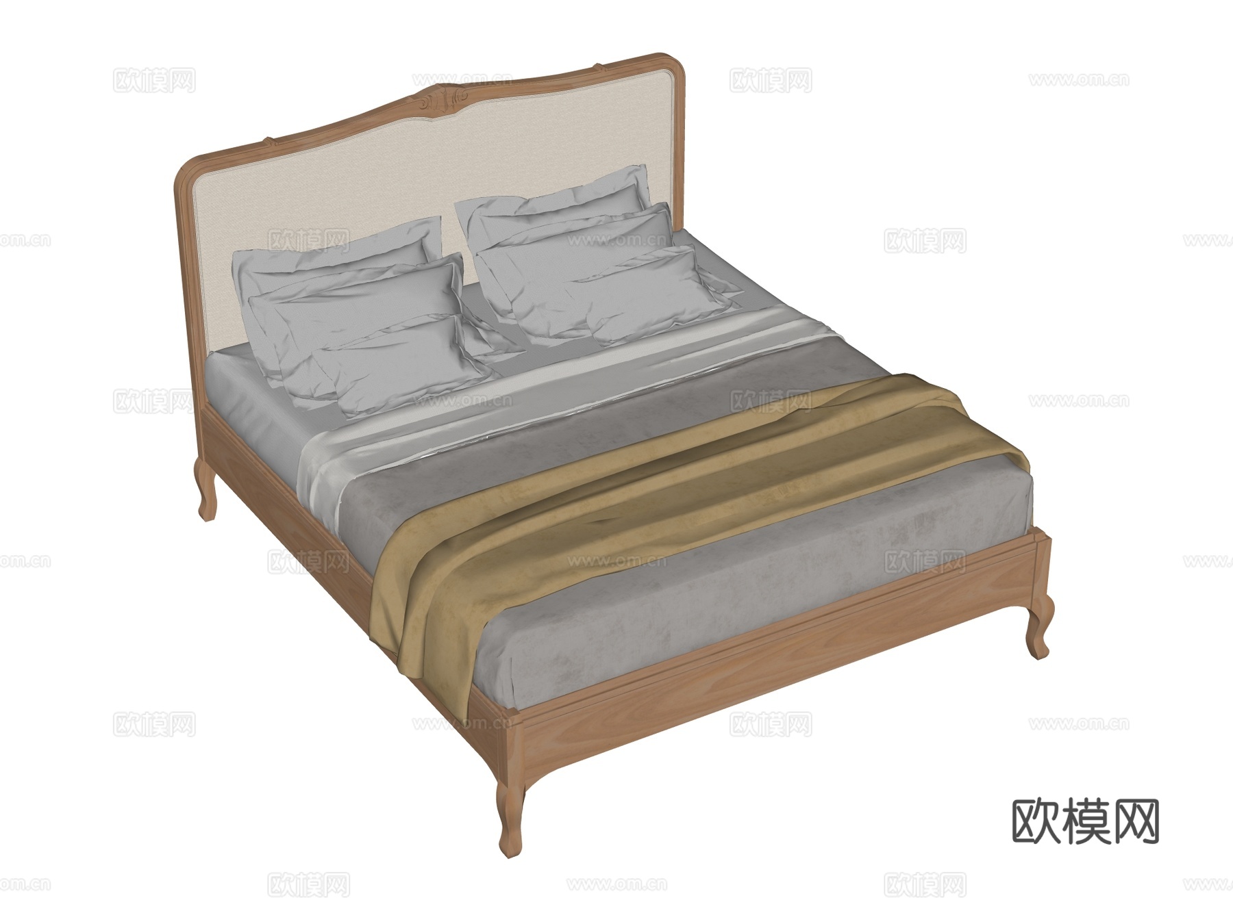 复古欧式床 双人床su模型