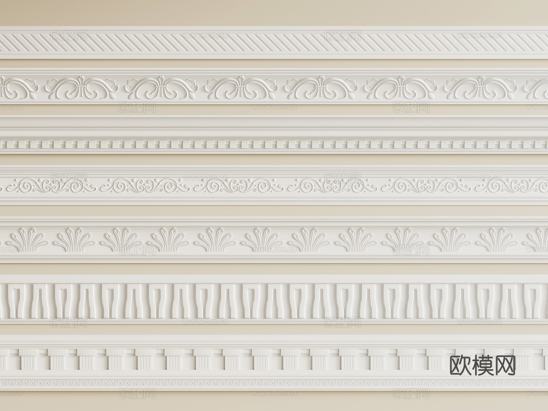 法式复古石膏线 线条su模型