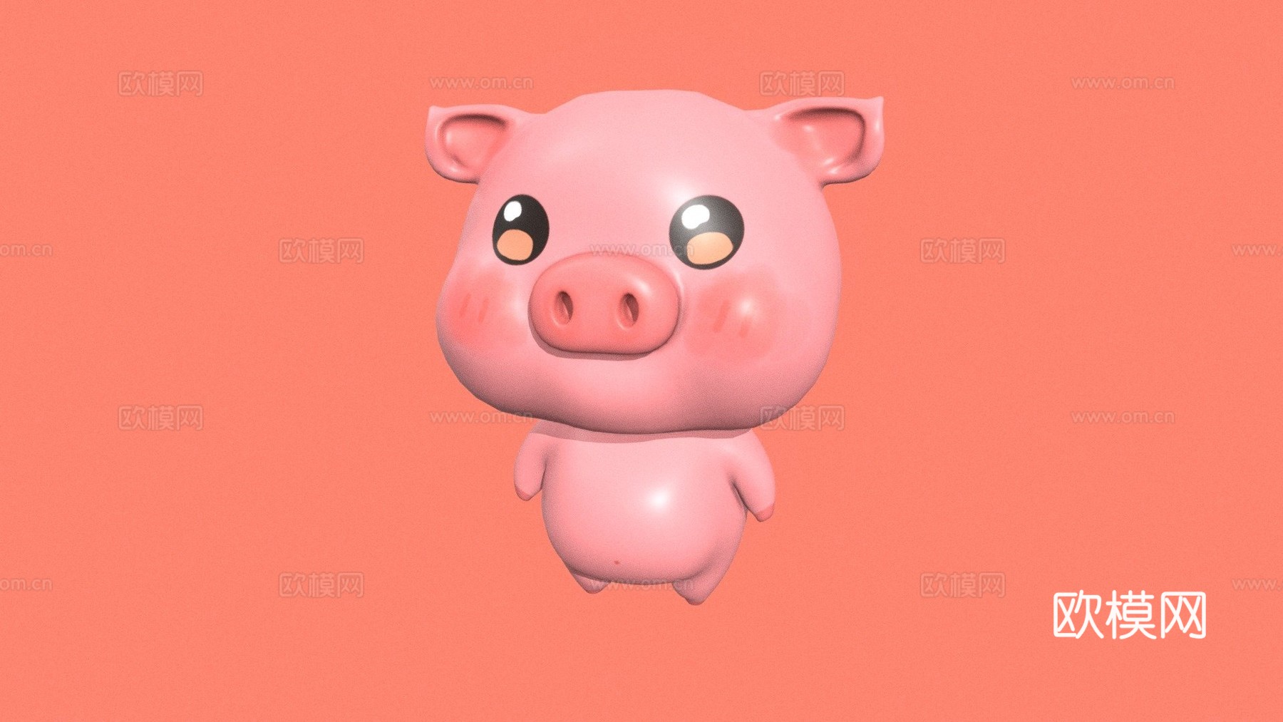 可爱小猪3d模型下载（渲染图1）