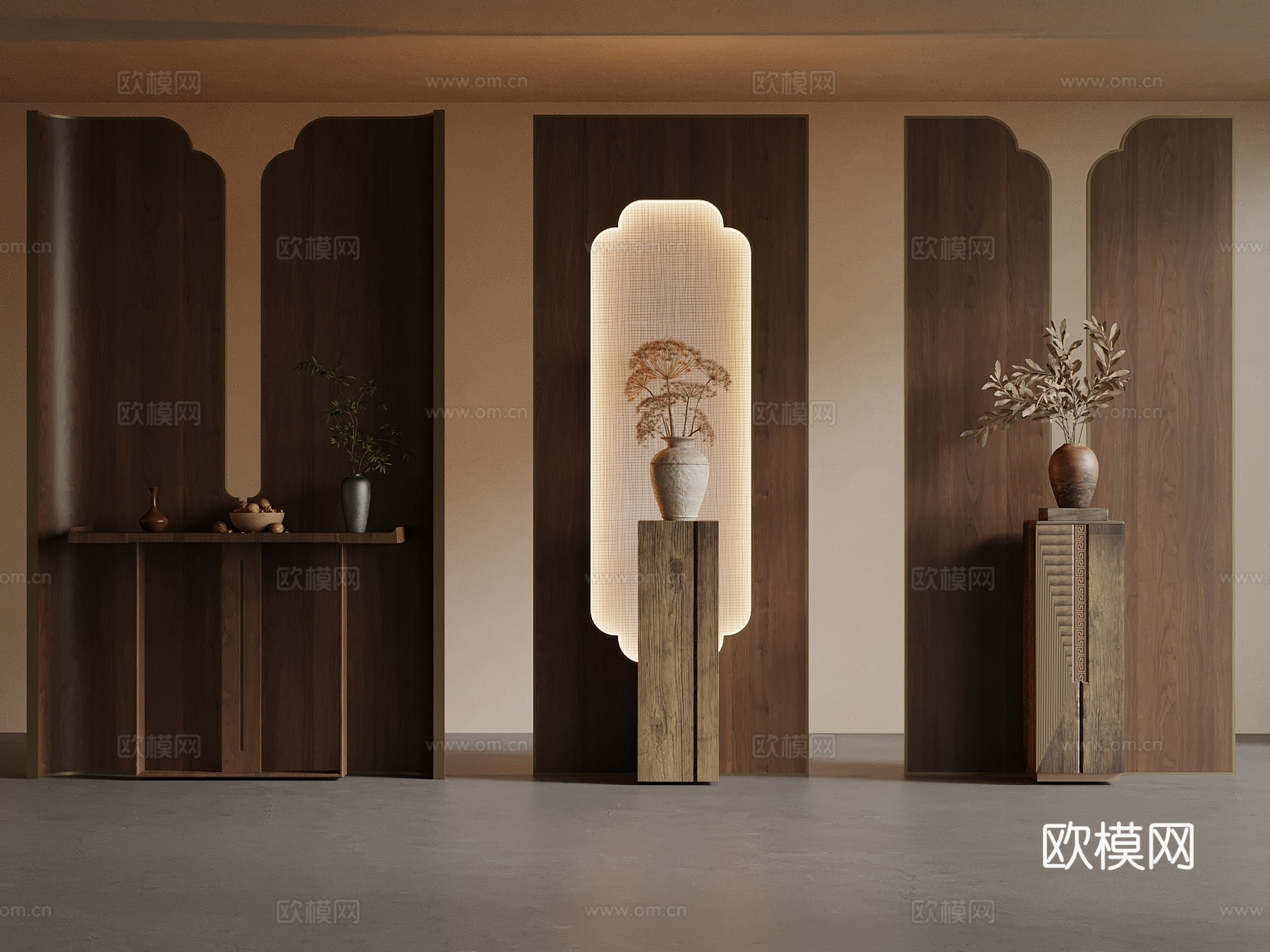 新中式玄关 屏风3d模型