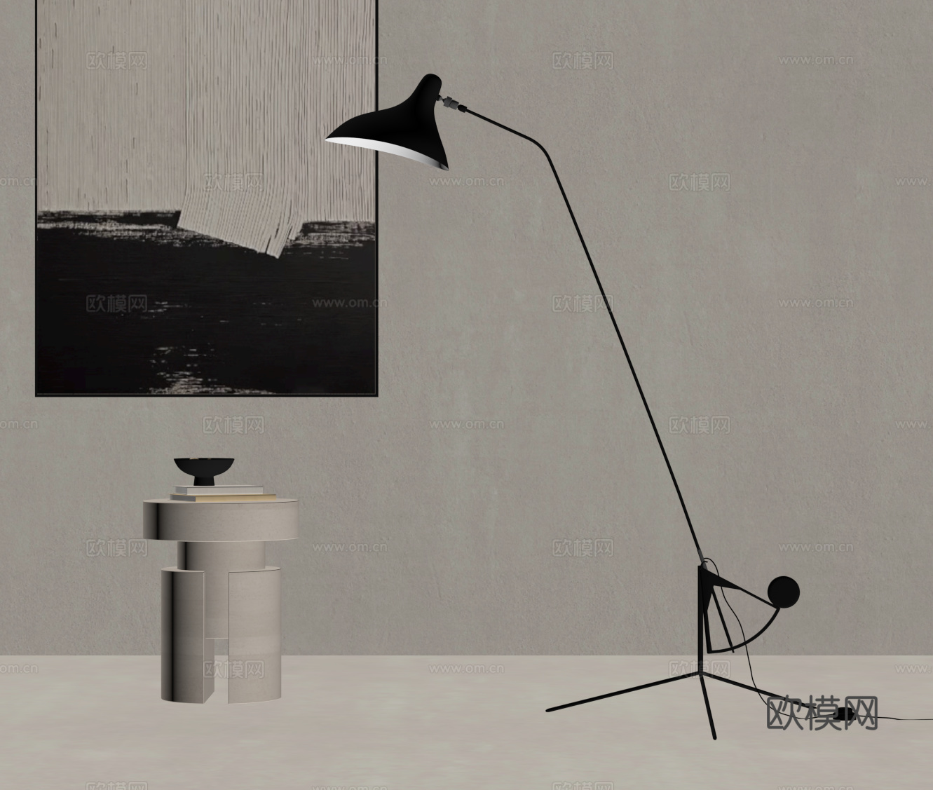 现代意式落地灯 金属落地灯su模型