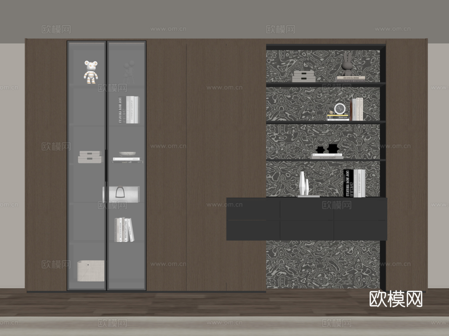 现代简约书柜su模型