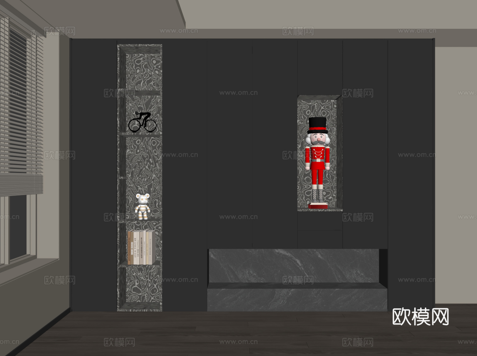 现代意式鞋柜 入户鞋柜su模型