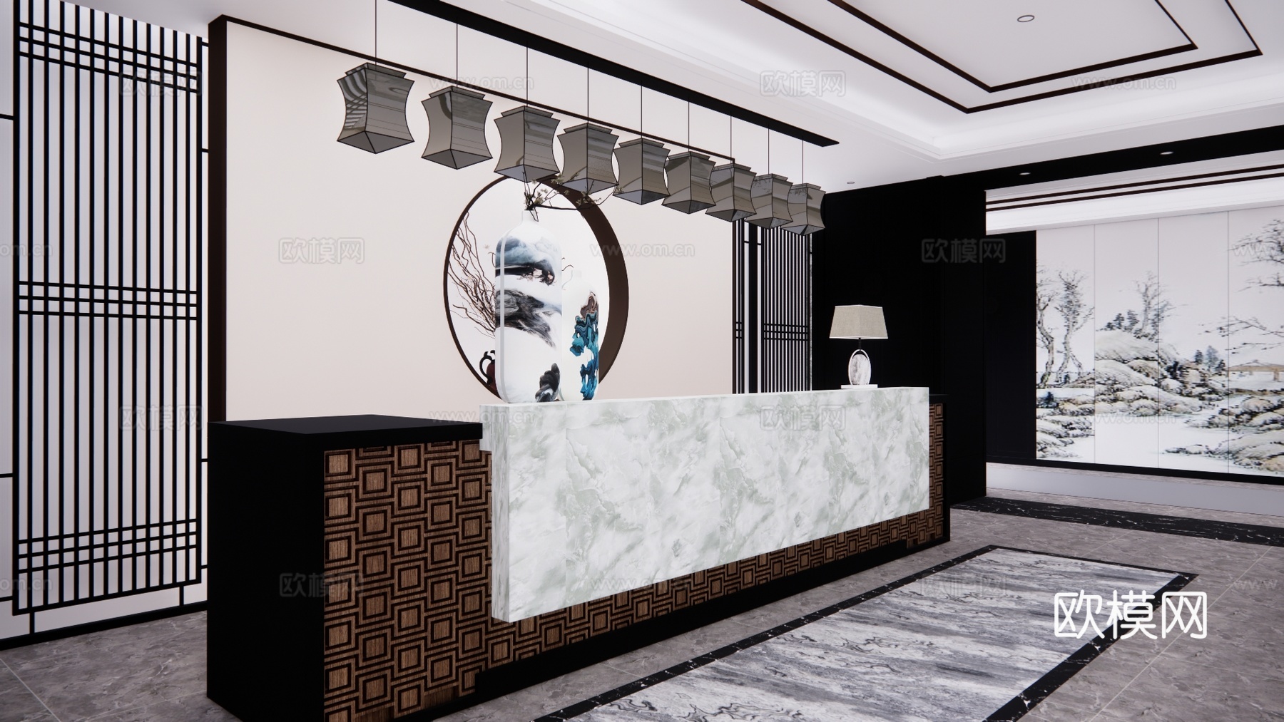 展厅 公司前台 办公空间 电脑su模型