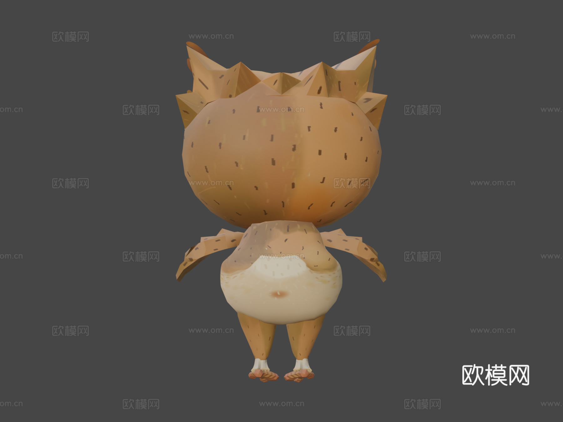 低多边形可爱猫头鹰3d模型下载（渲染图5）