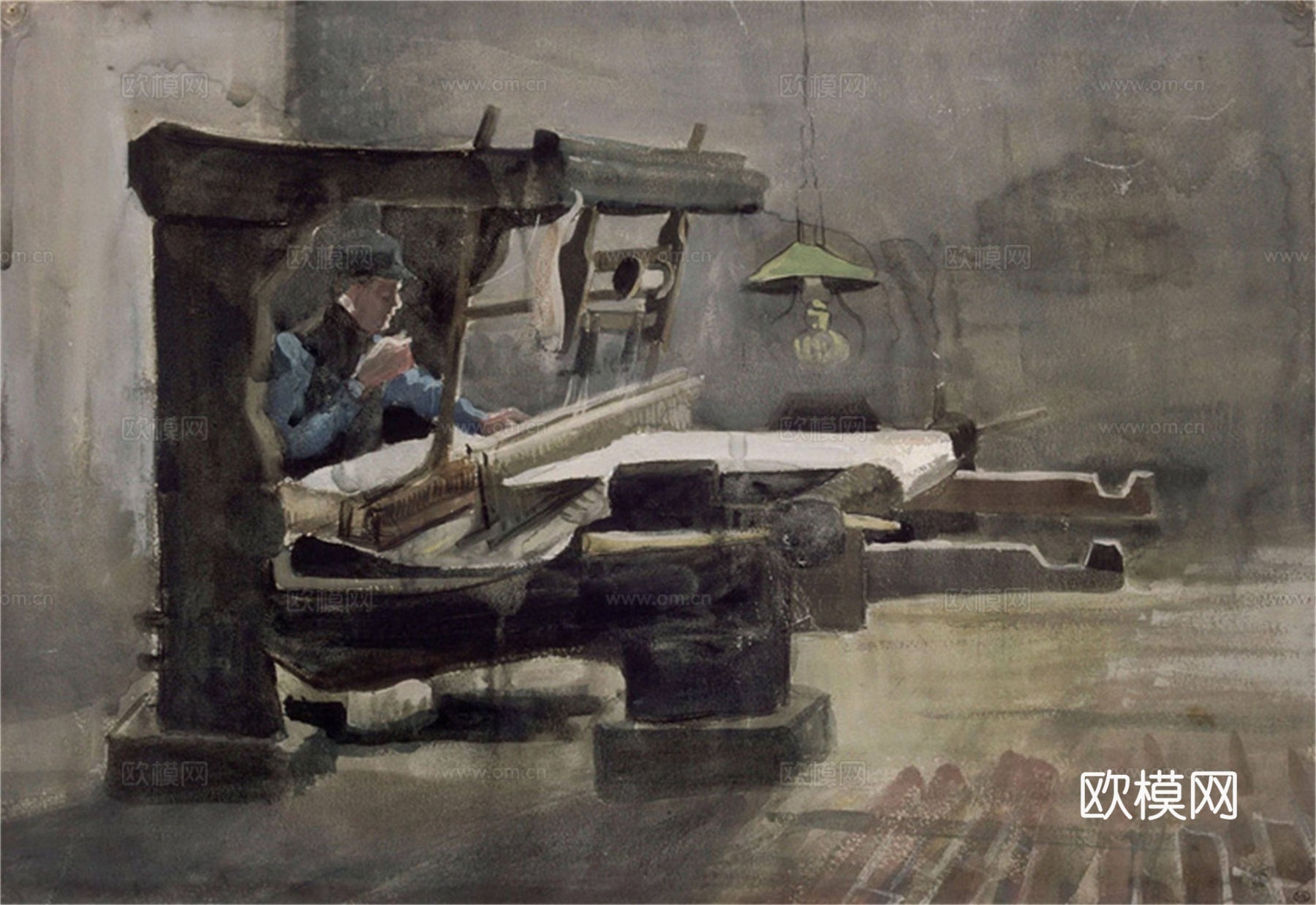 梵高后印象派素描绘画作品，现代世界经典名画617 梵高 We