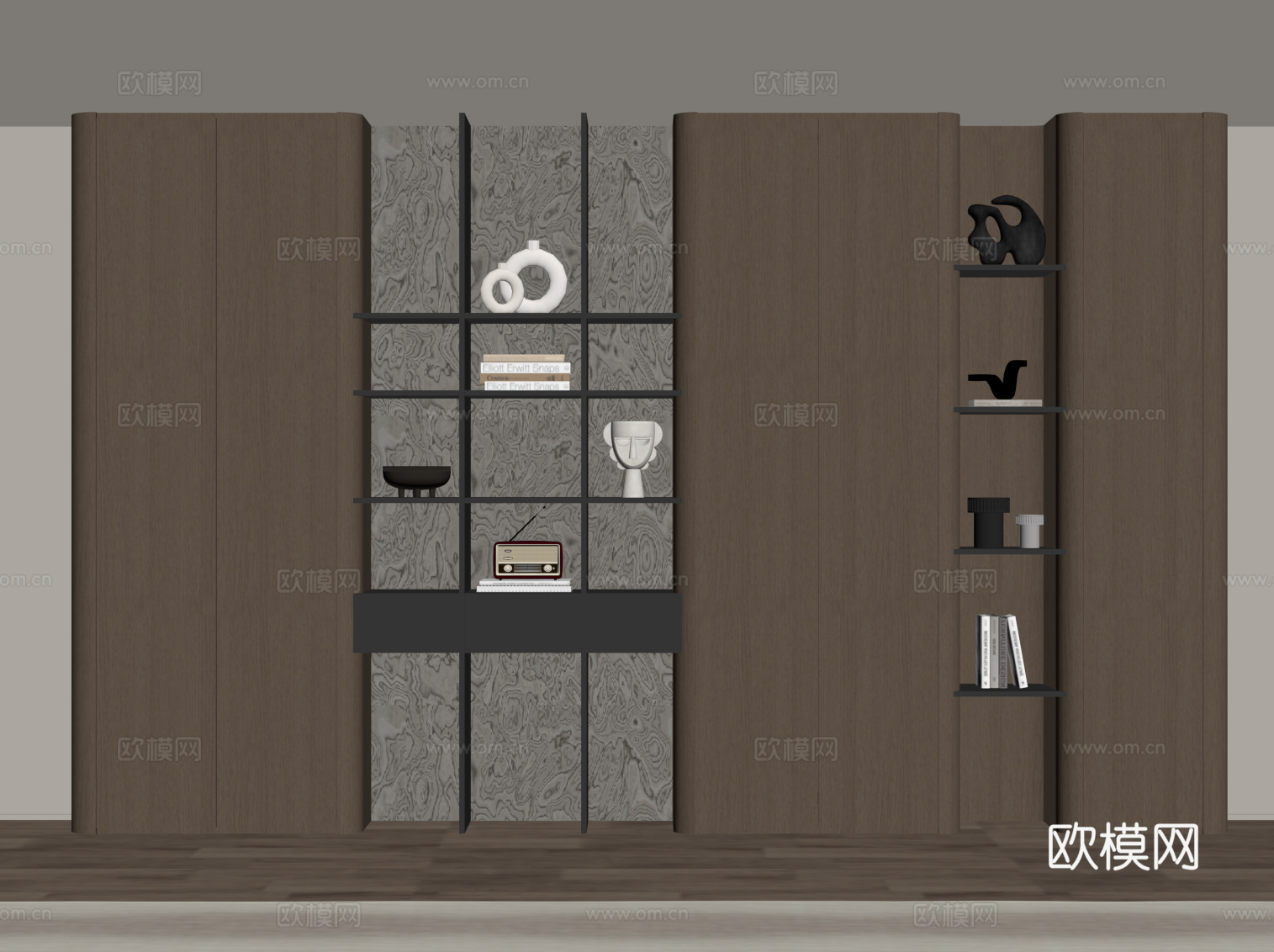 现代简约书柜su模型