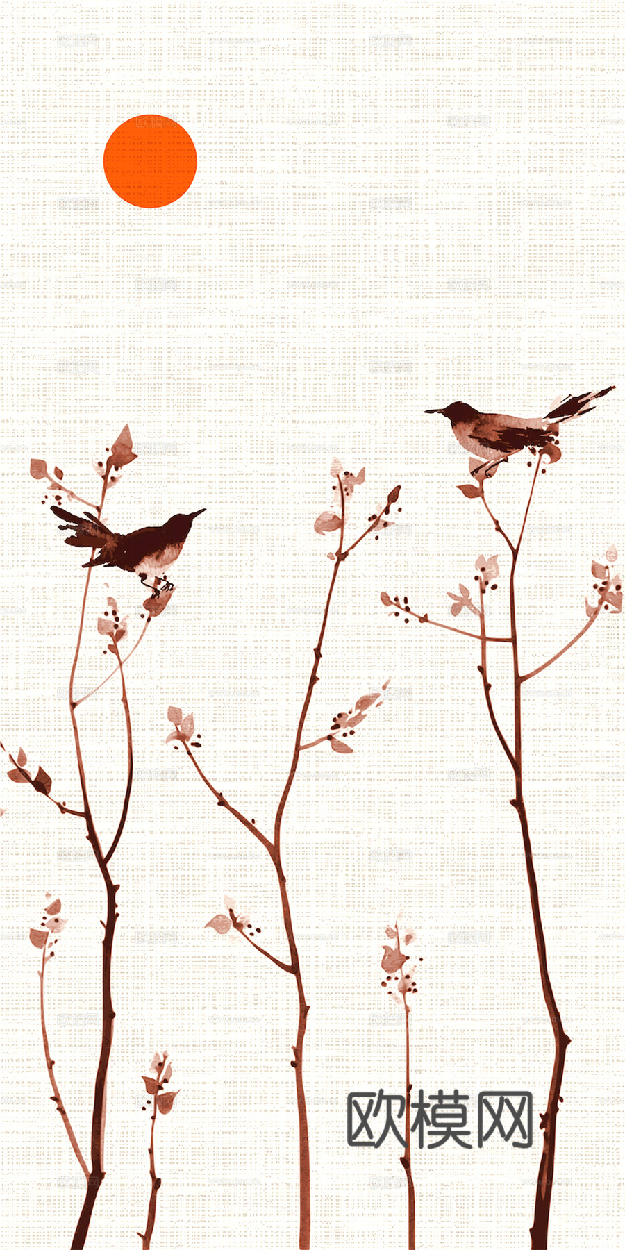 新中式壁纸壁画壁布墙纸墙布云海山水字画花鸟仙鹤荷花花鸟建筑背下载