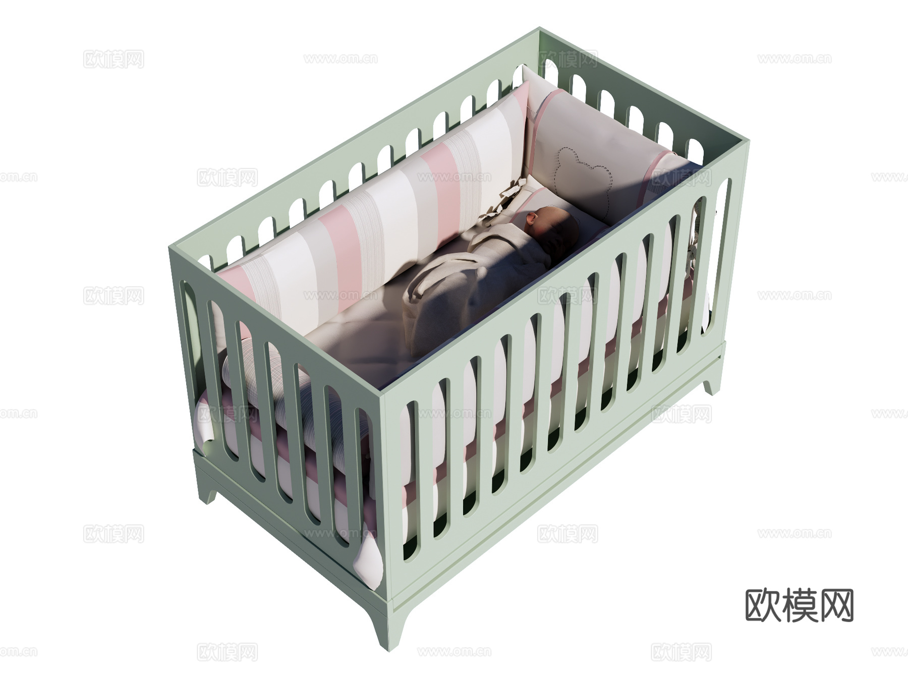 婴儿床 儿童床su模型