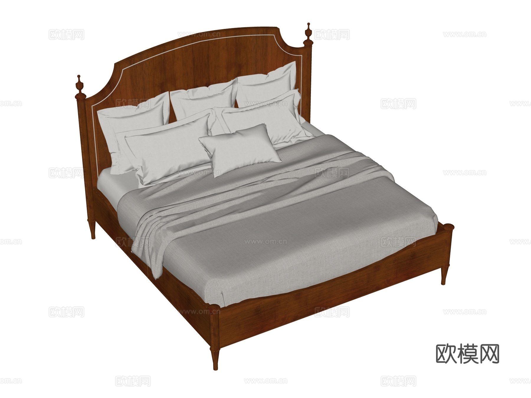 复古欧式床 双人床su模型