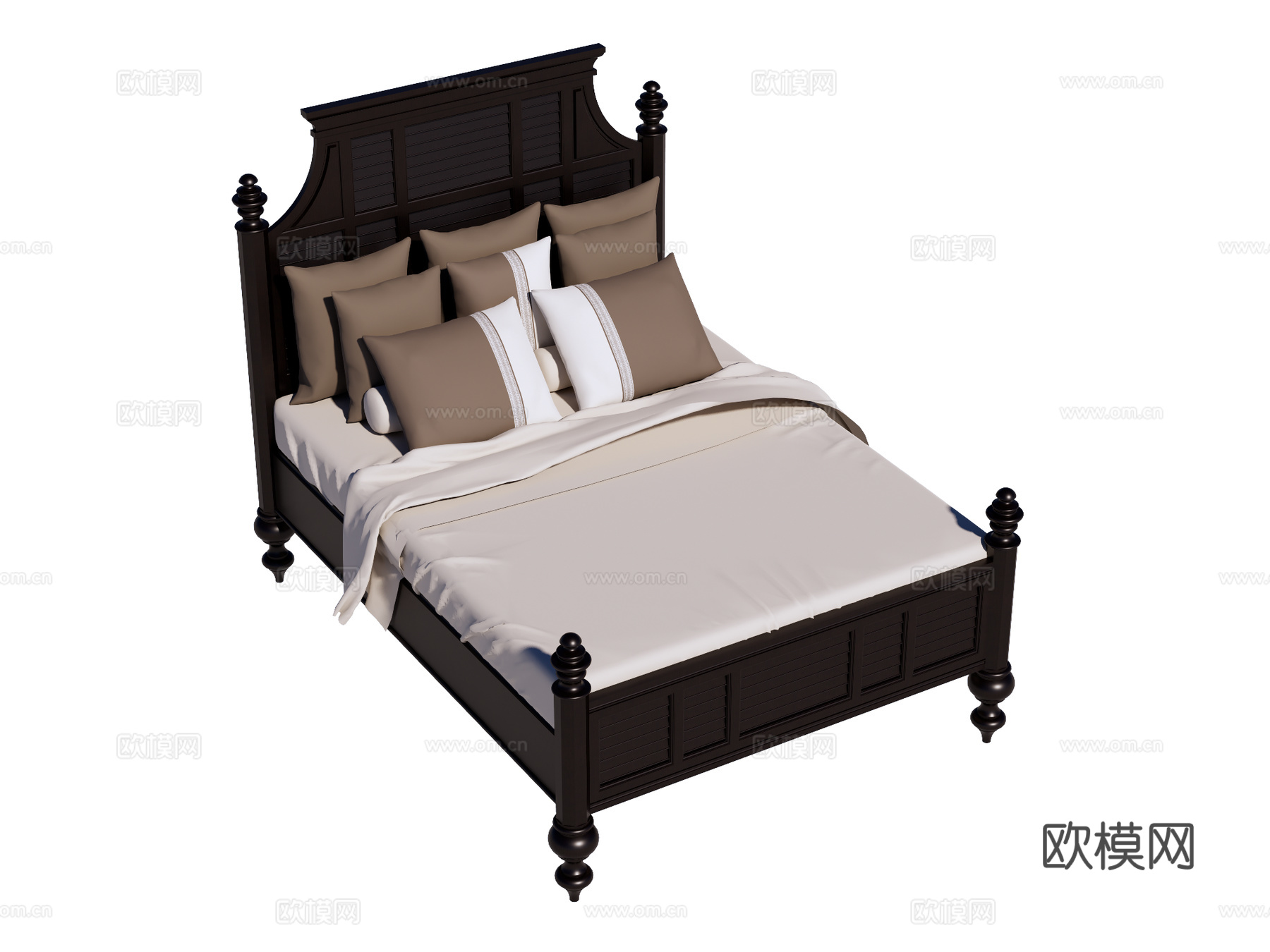 复古欧式床 双人床su模型
