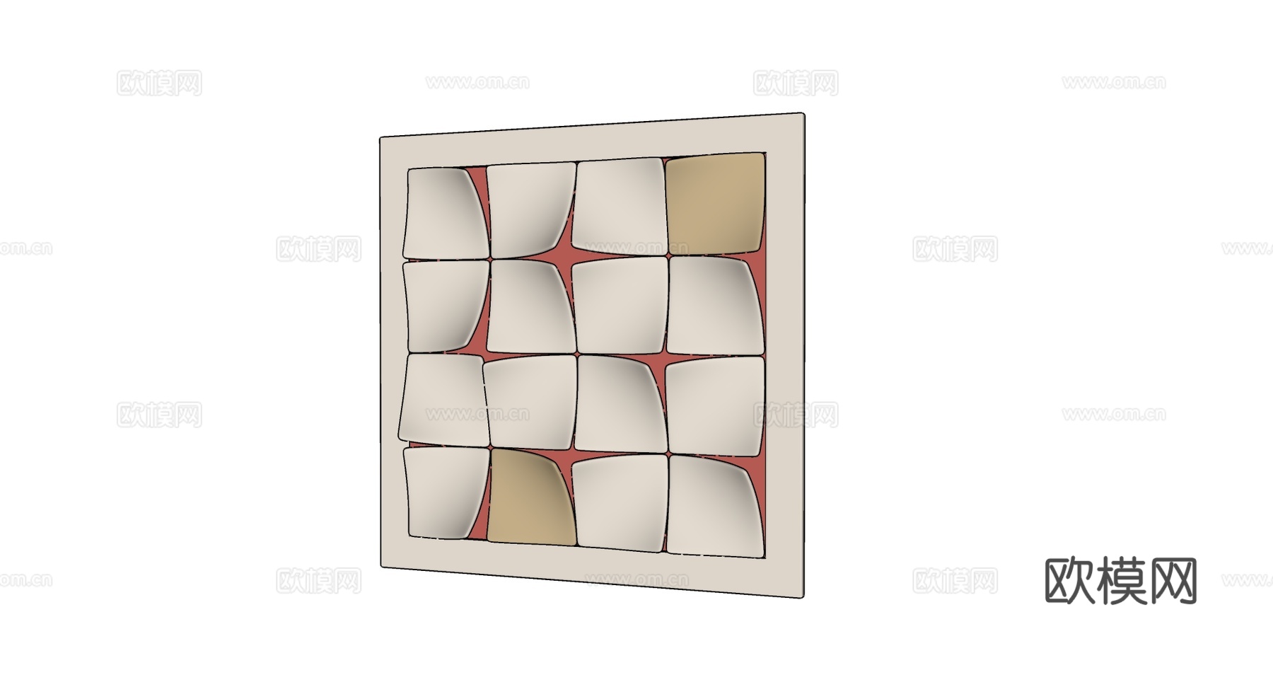 模块化几何立体墙饰 圆角方形模块 弧形凸起造型su模型