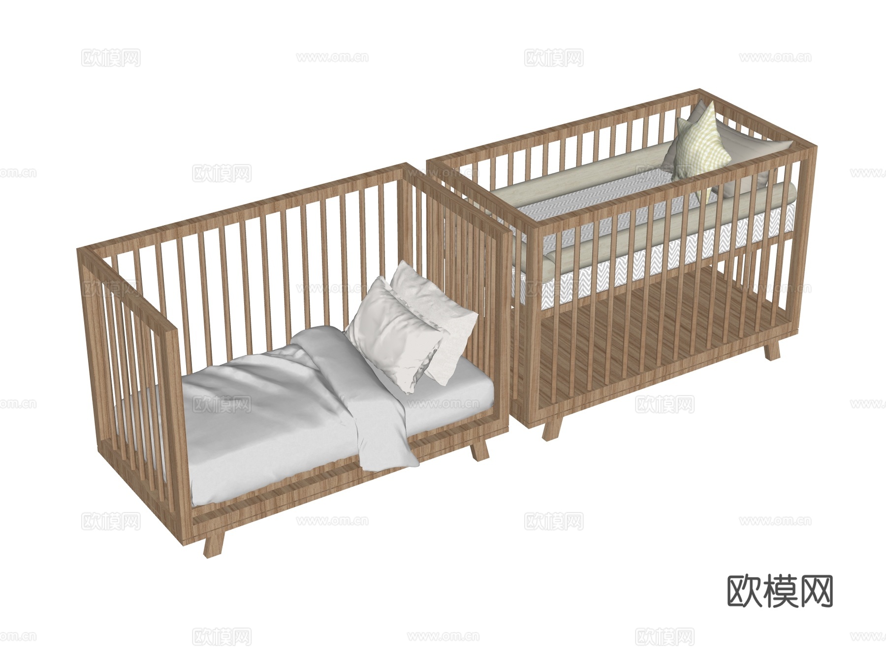婴儿床 儿童床su模型