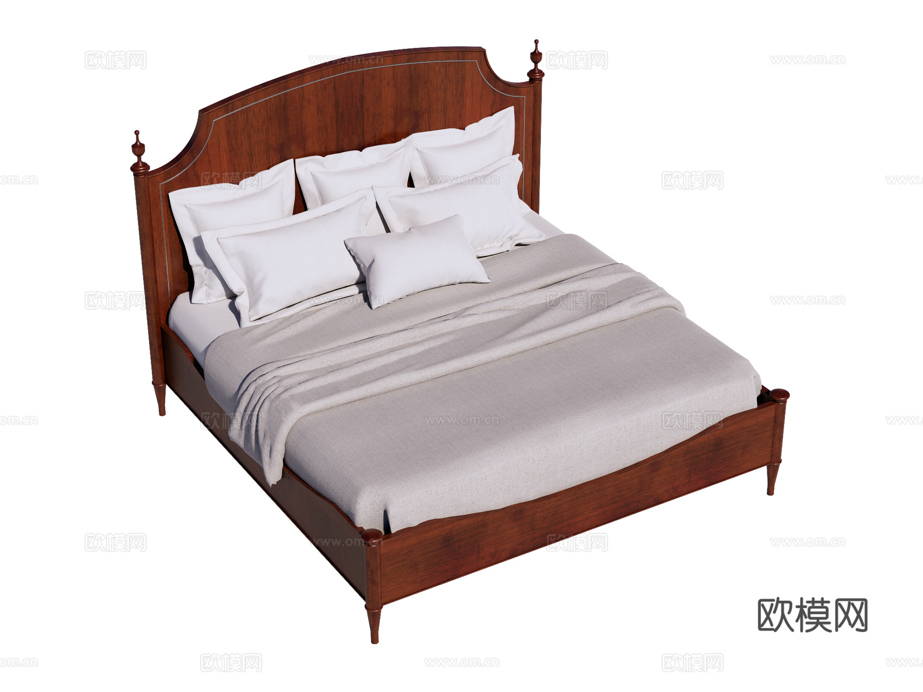 复古欧式床 双人床su模型