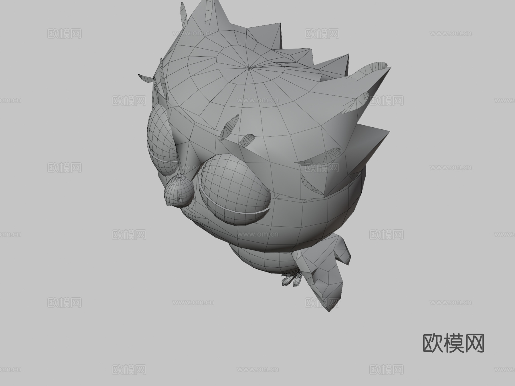 低多边形可爱猫头鹰3d模型下载（渲染图3）